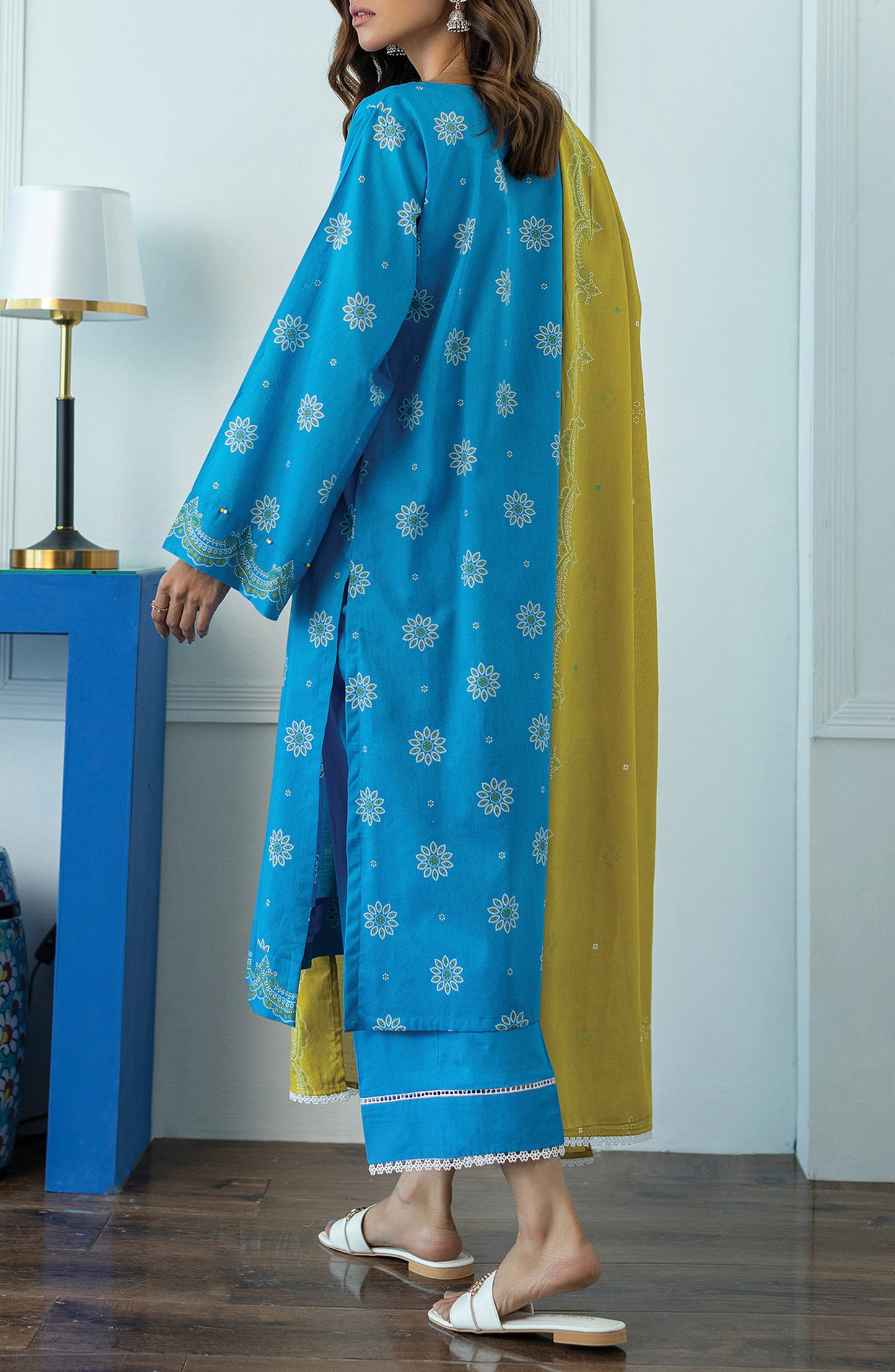OTL-23-024/U BLUE LAWN  UNSTITCHED SHIRT DUPATTA PANTS