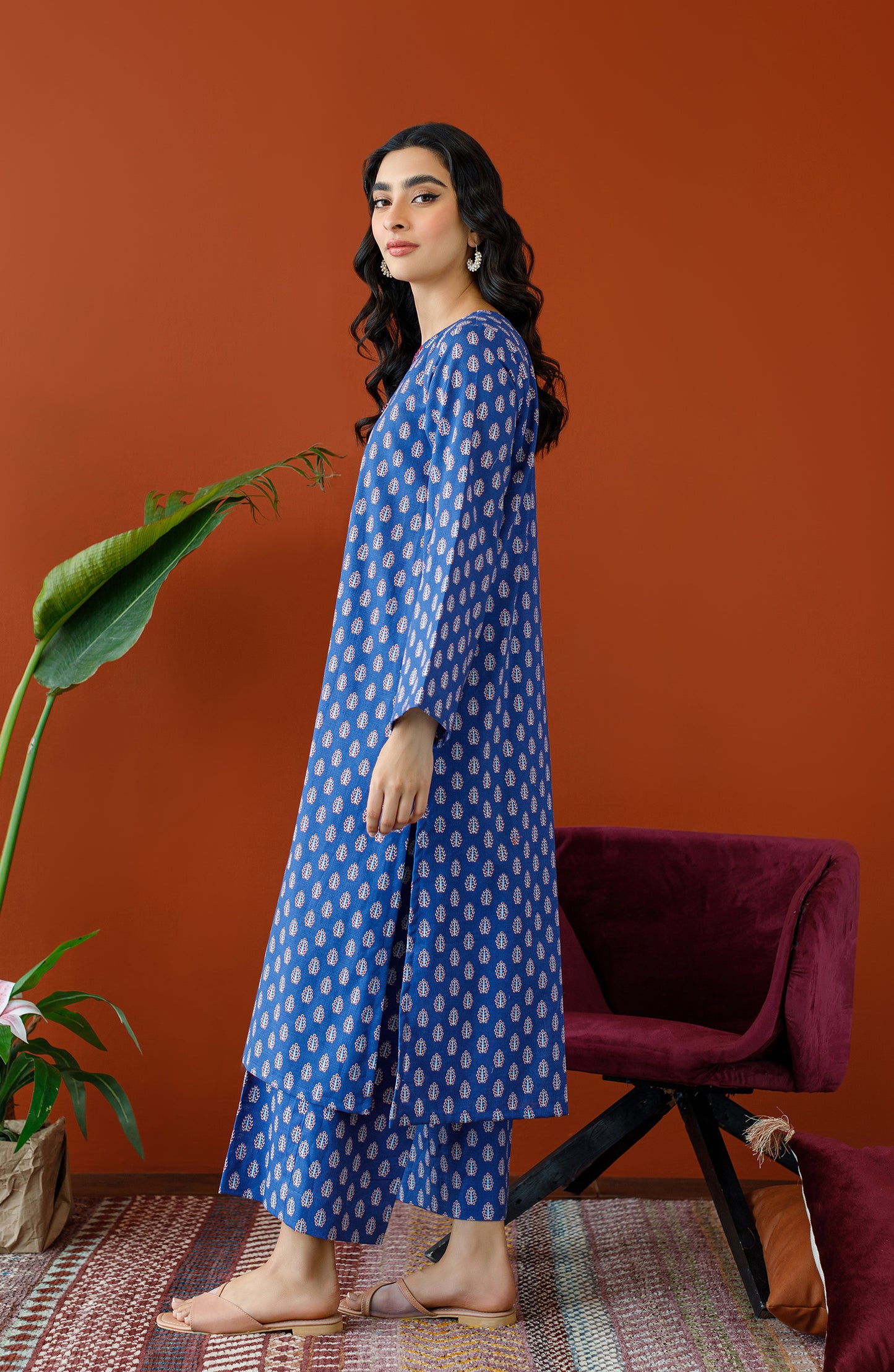 OTL-23-211/S TURQUOISE COTTON TEXTURED Women READY TO WEAR SHIRT DUPATTA PANTS
