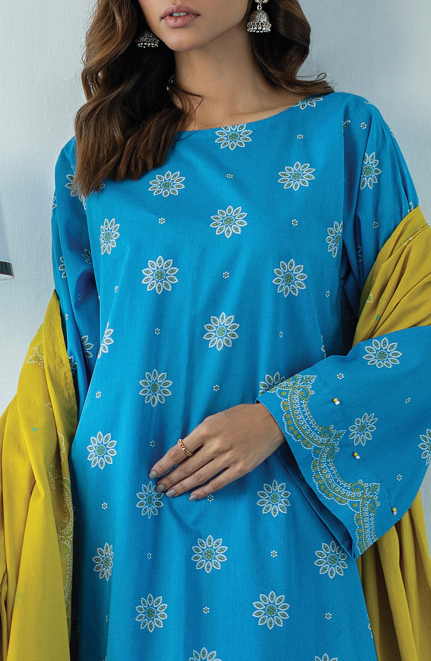 OTL-23-024/U BLUE LAWN  UNSTITCHED SHIRT DUPATTA PANTS
