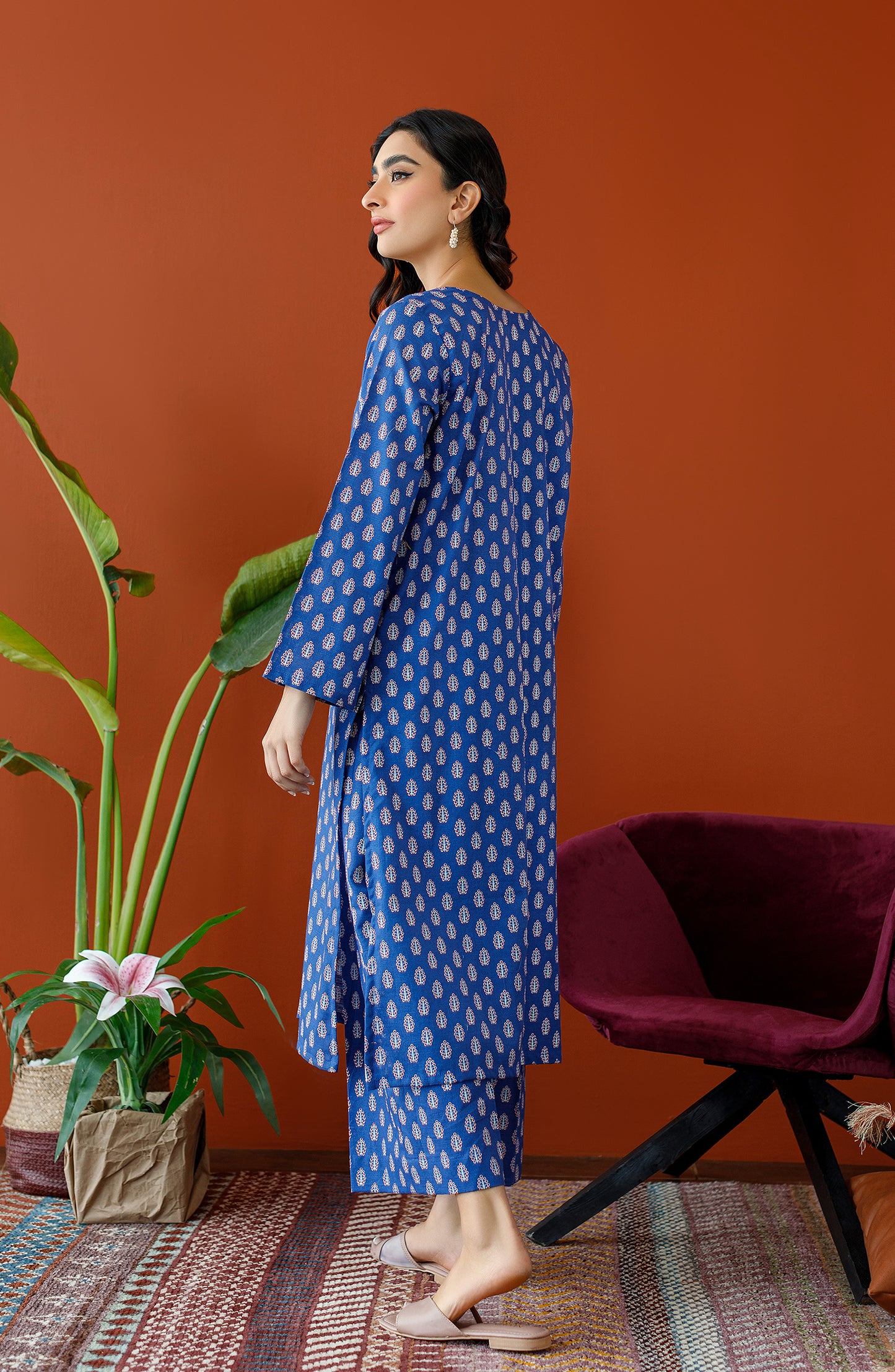 OTL-23-211/S TURQUOISE COTTON TEXTURED Women READY TO WEAR SHIRT DUPATTA PANTS
