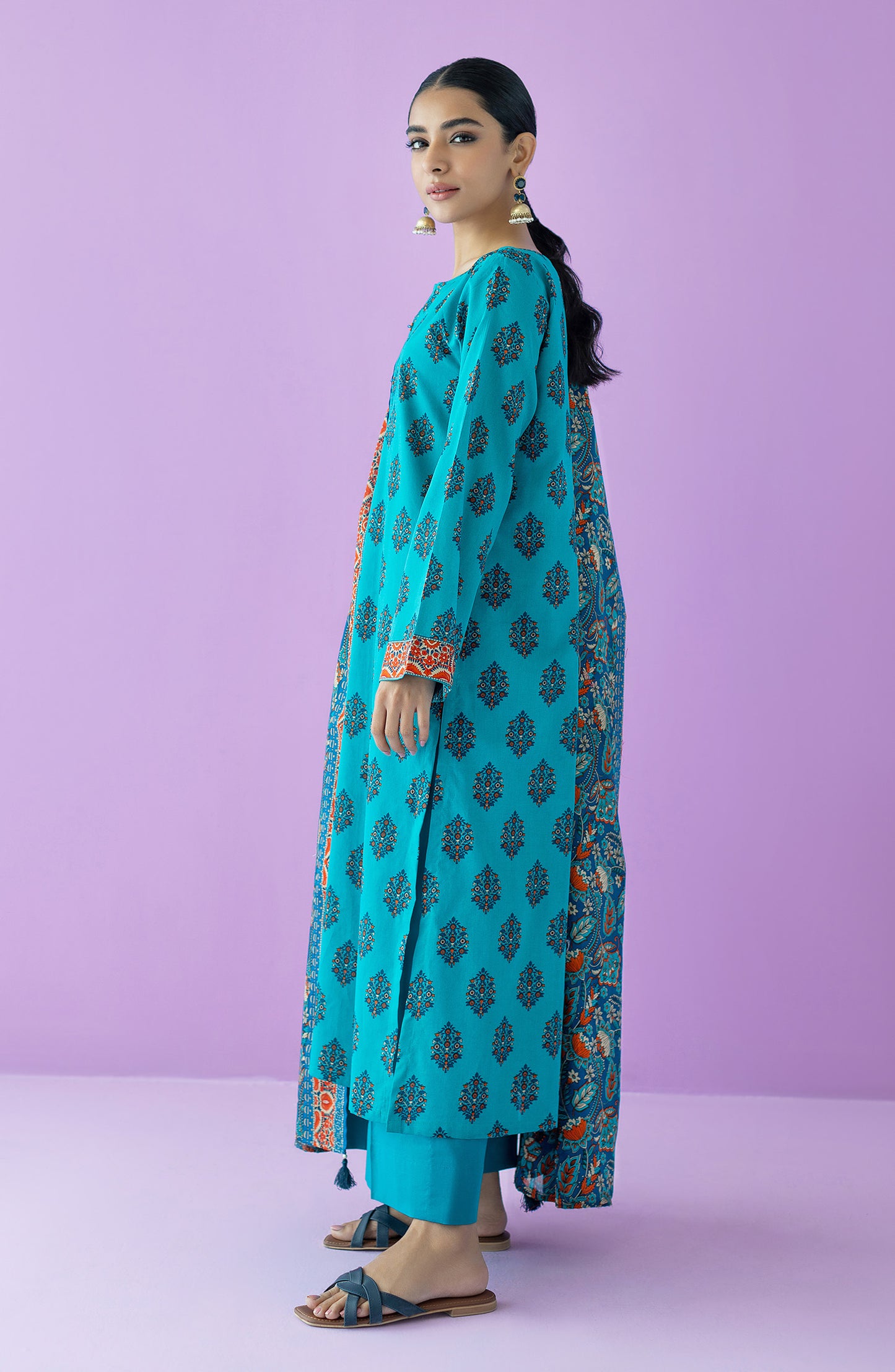 OTL-23-131/S TURQUOISE LAWN  READY TO WEAR SHIRT DUPATTA PANTS