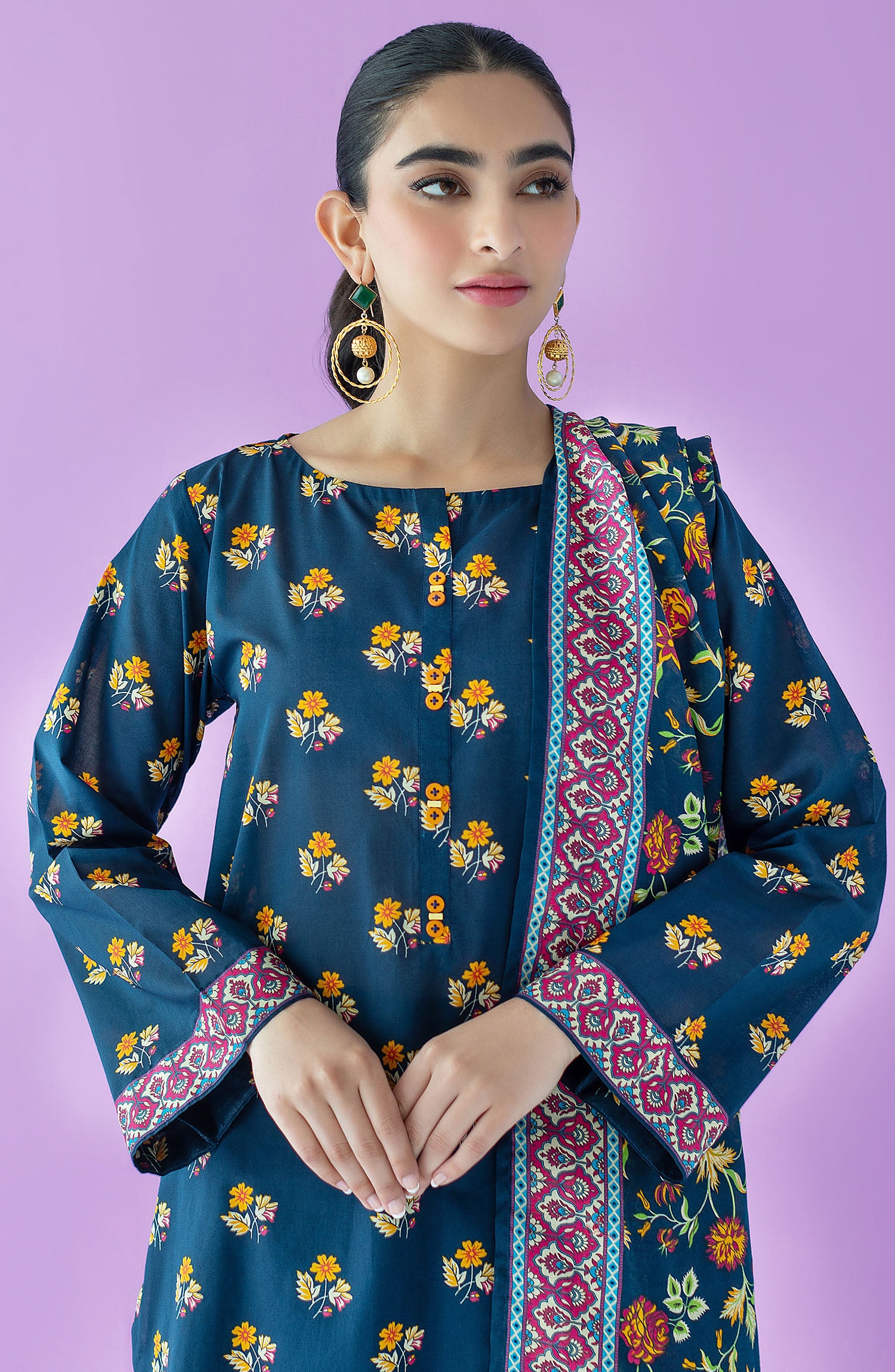 OTL-23-153/S NAVY LAWN  READY TO WEAR SHIRT DUPATTA PANTS