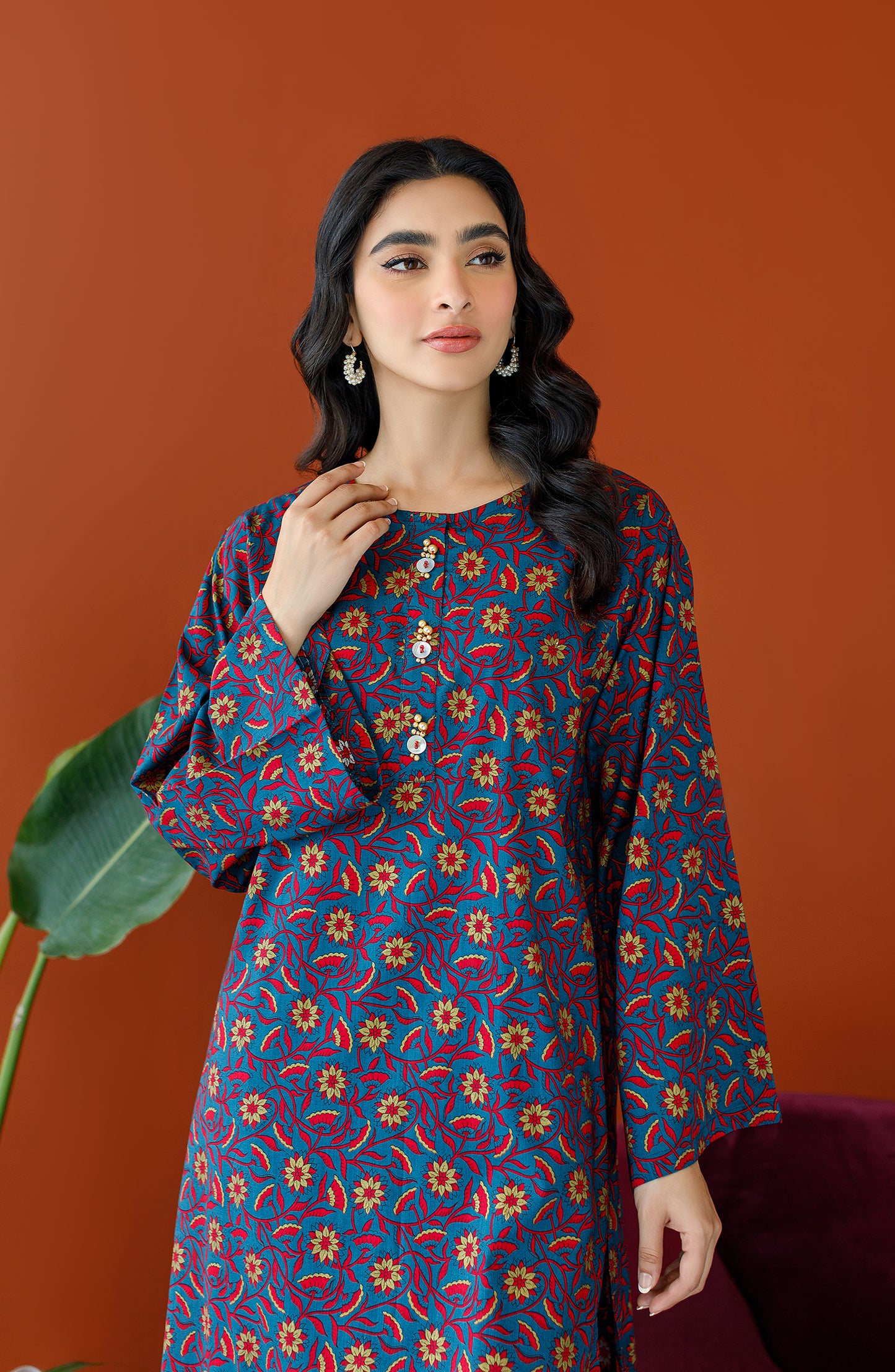 NRDS-23-138/S TEAL COTTON SLUB Women READY TO WEAR SHIRT PANTS