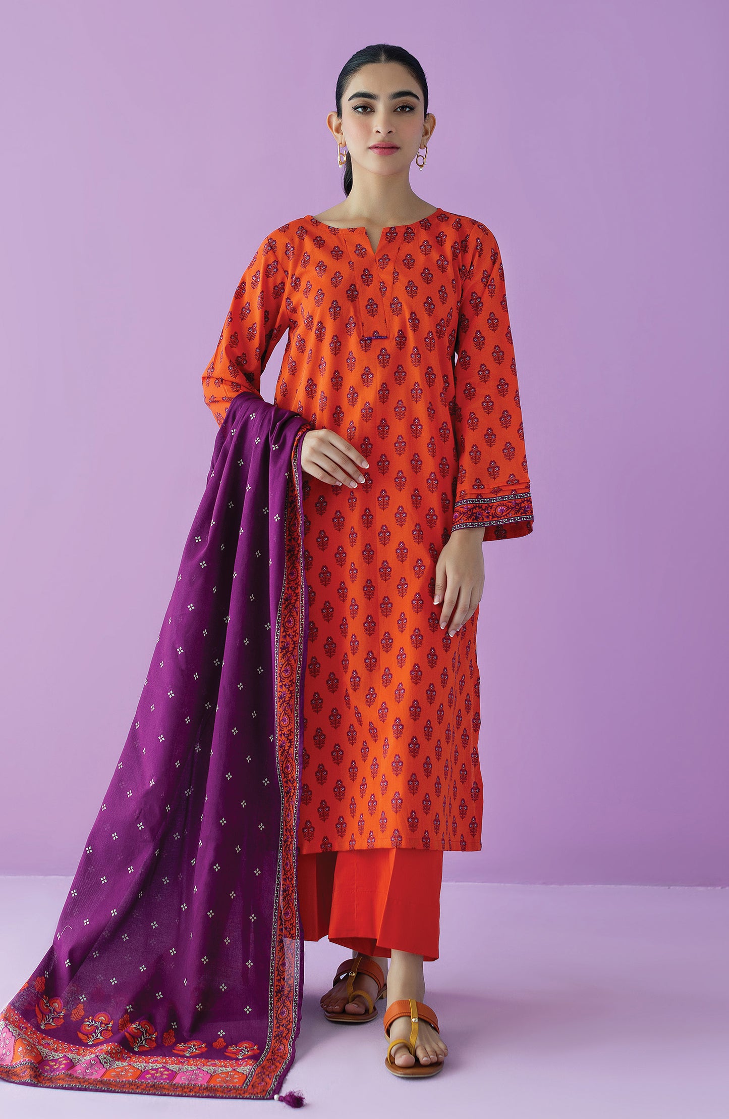 OTL-23-141/S ORANGE LAWN  READY TO WEAR SHIRT DUPATTA PANTS