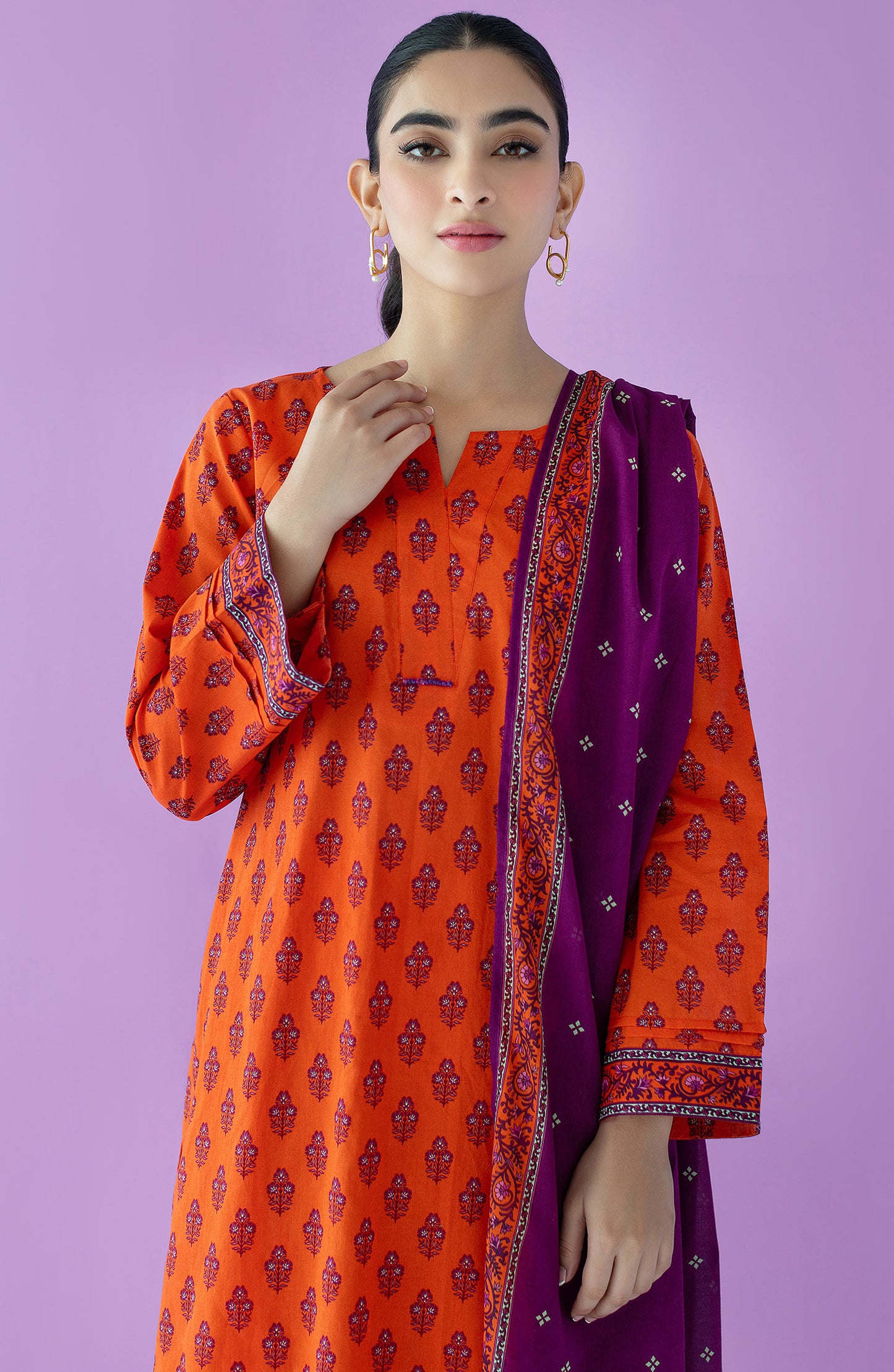 OTL-23-141/S ORANGE LAWN  READY TO WEAR SHIRT DUPATTA PANTS
