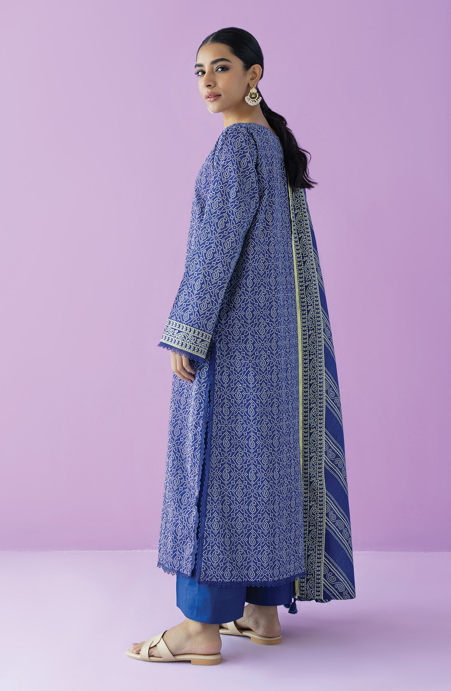 OTL-23-121 BLUE LAWN  UNSTITCHED SHIRT DUPATTA PANTS