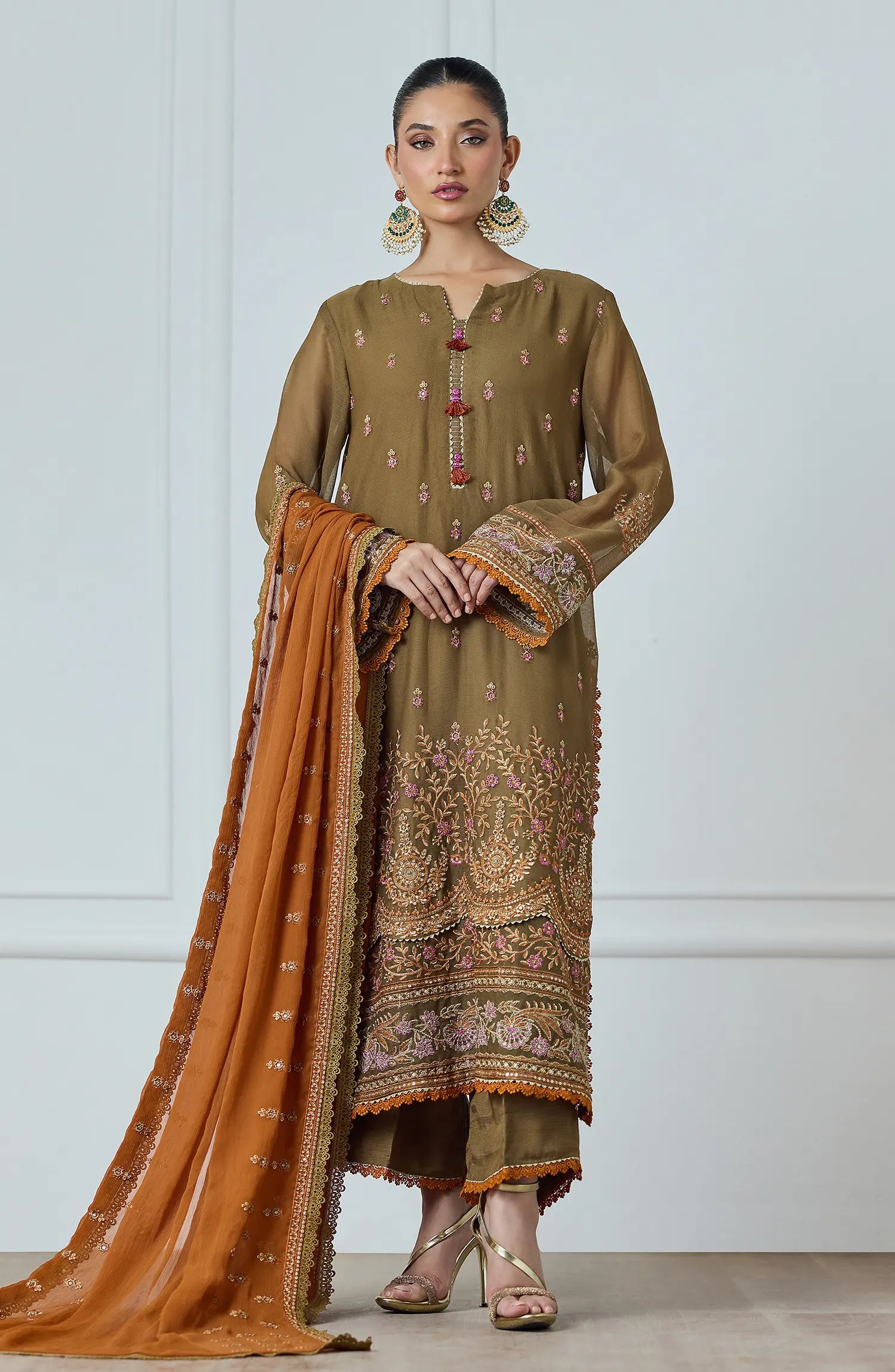 Stitched | 3 Piece | Embroidered | Chiffon Shirt | WRFS24W-3002/S GREEN