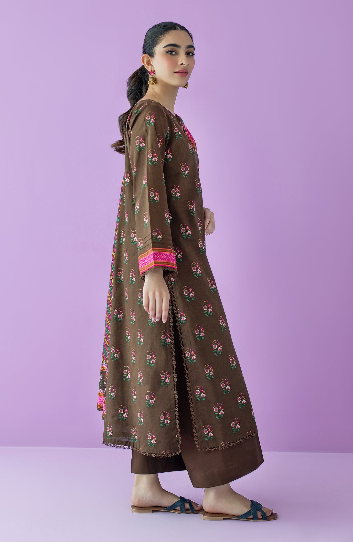 OTL-23-133/S BROWN LAWN  READY TO WEAR SHIRT DUPATTA PANTS