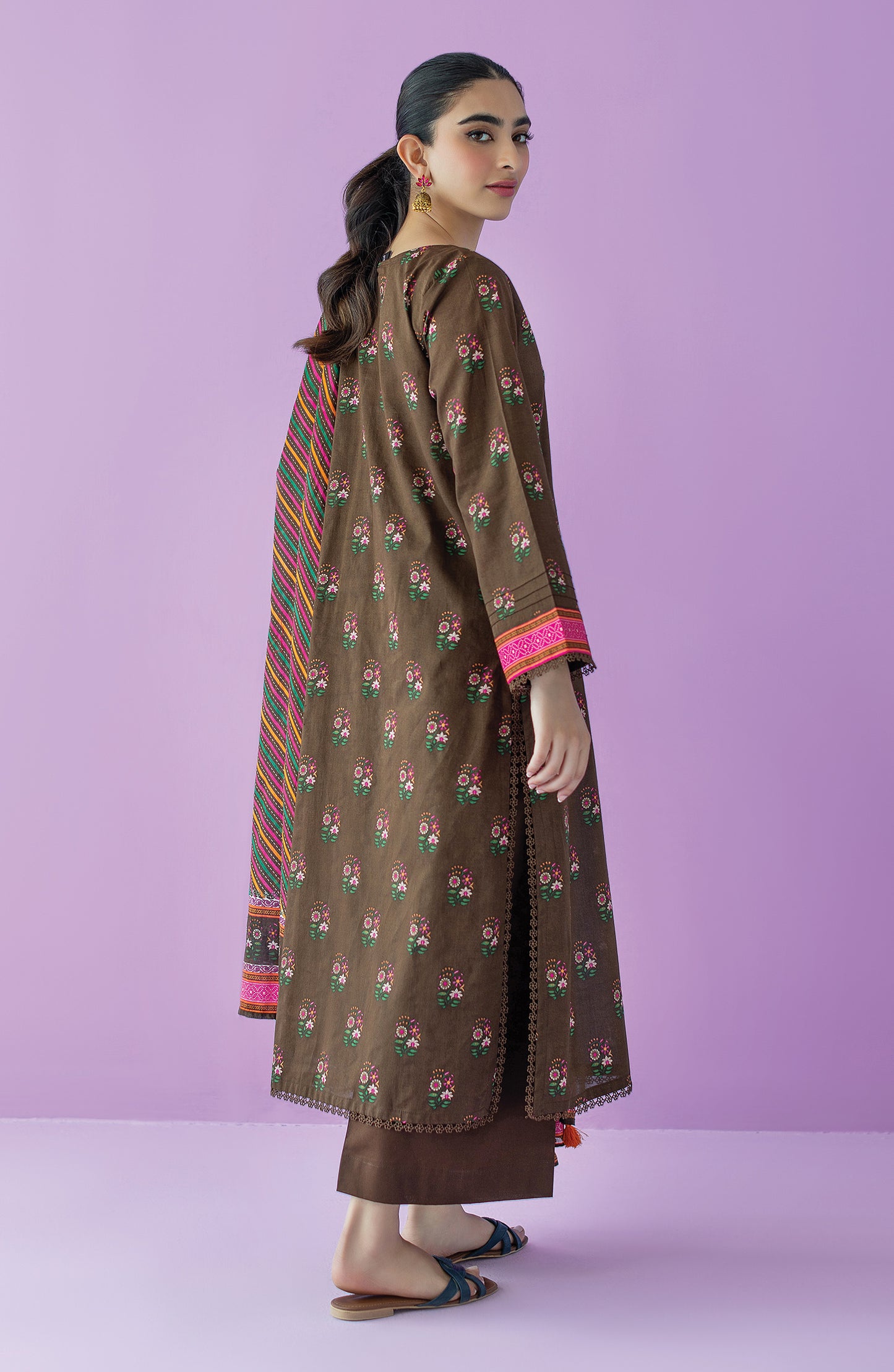 OTL-23-133/S BROWN LAWN  READY TO WEAR SHIRT DUPATTA PANTS