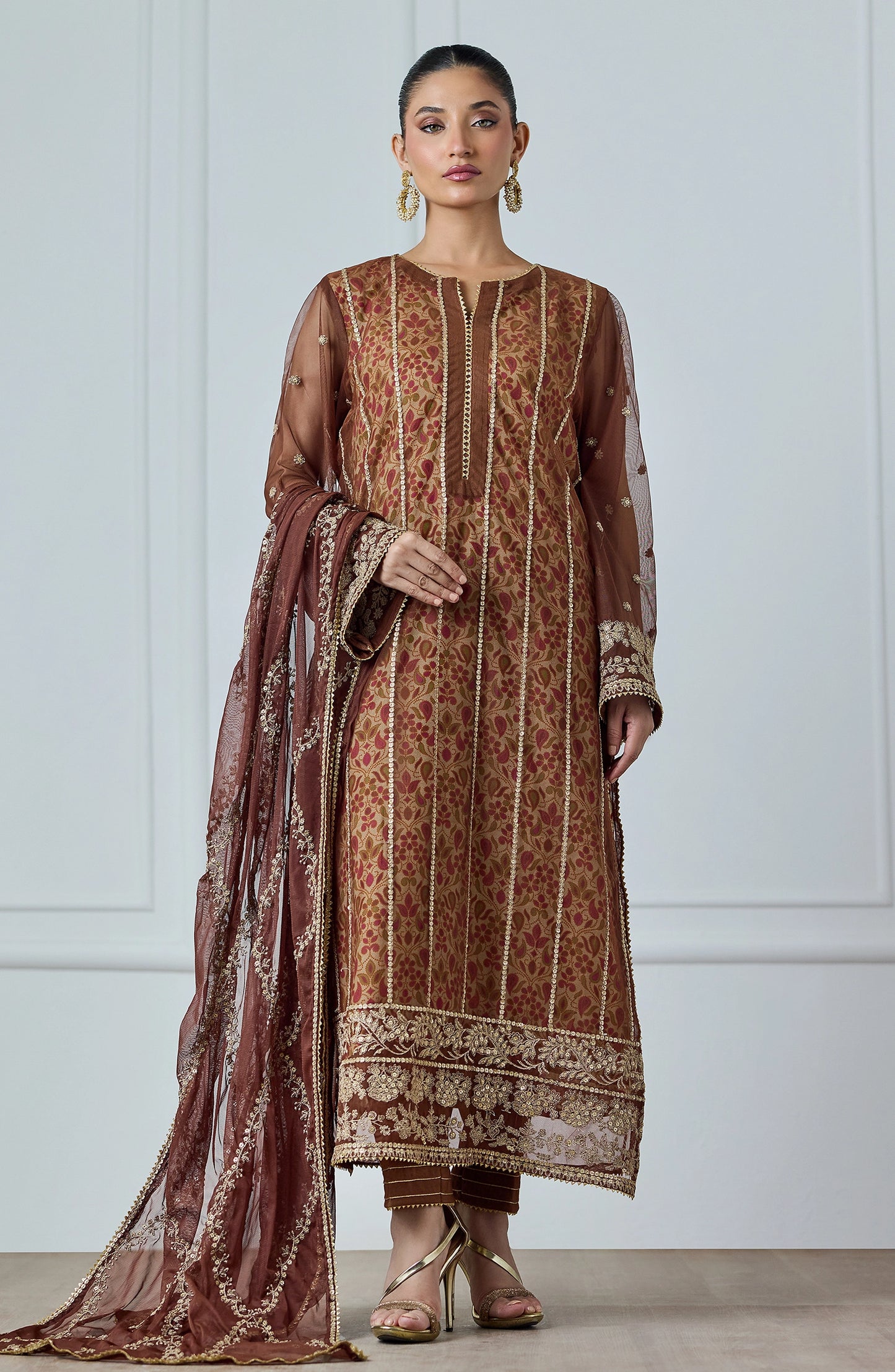 Stitched | 3 Piece | Embroidered | Poly Net Shirt | WRFP24W-3003/S MAROON