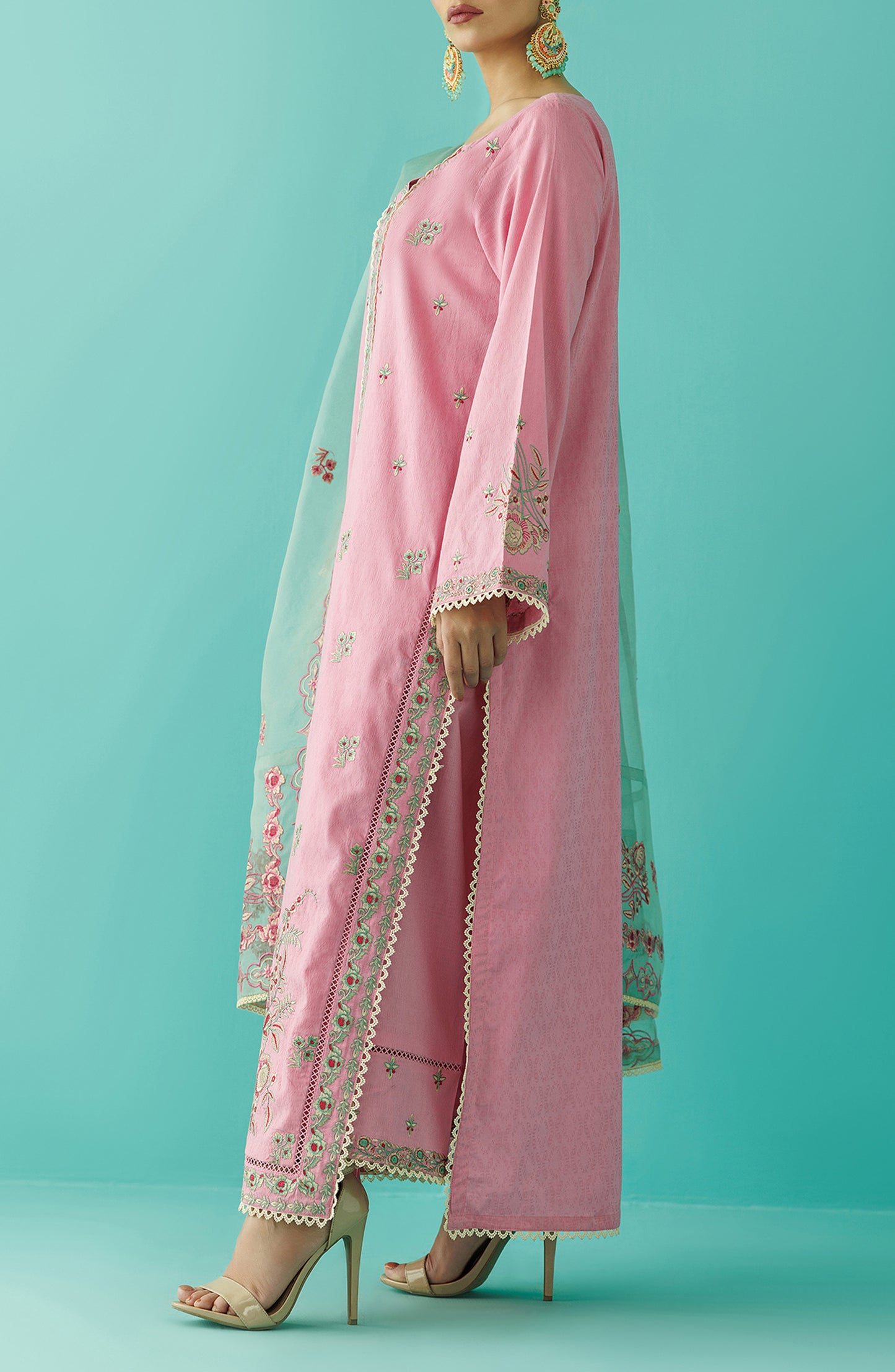 OTL-24-001/U PINK JACQUARD Women UNSTITCHED SHIRT DUPATTA PANTS