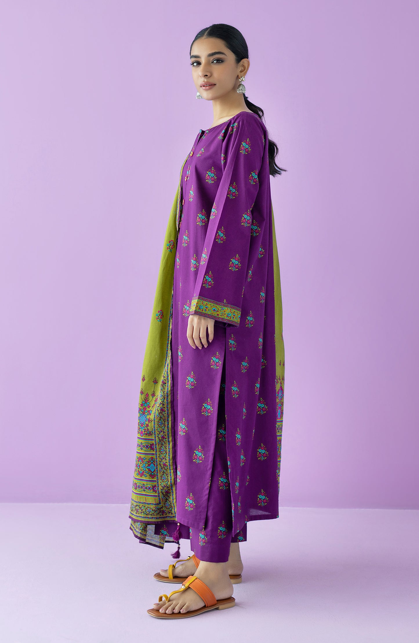 OTL-23-166/U PURPLE LAWN  UNSTITCHED SHIRT DUPATTA PANTS