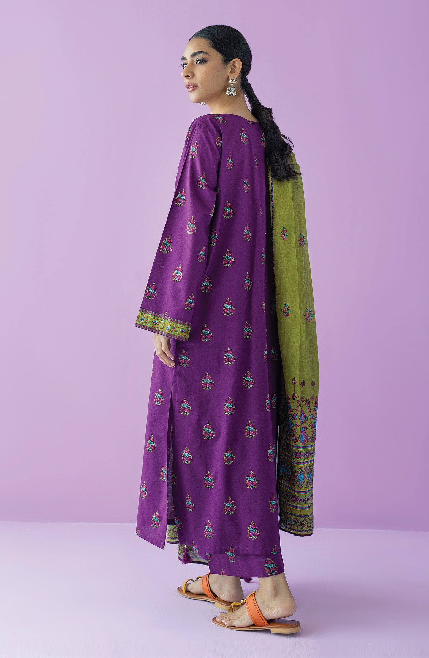 OTL-23-166/U PURPLE LAWN  UNSTITCHED SHIRT DUPATTA PANTS