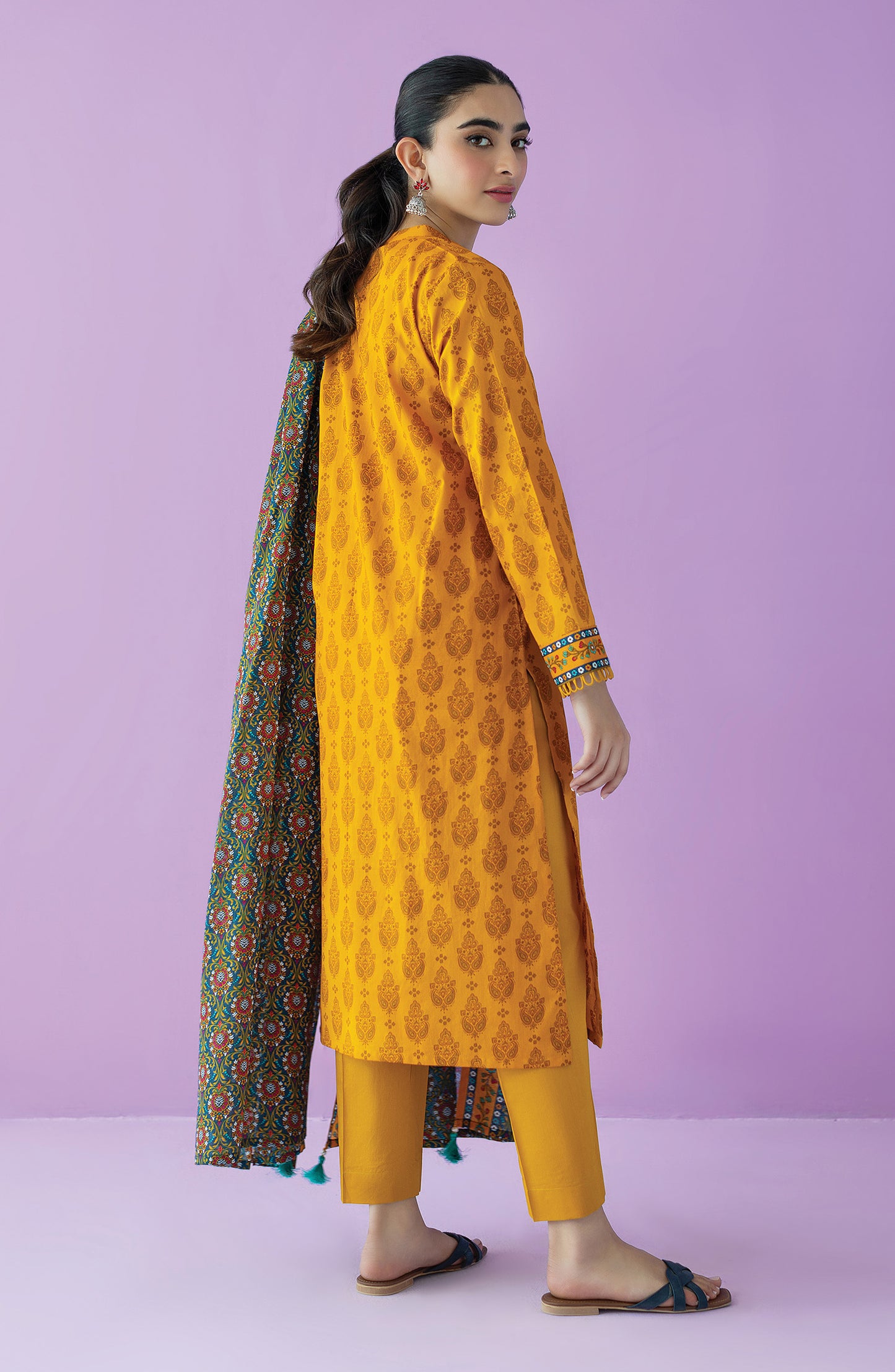 OTL-23-109/U MUSTARD LAWN  UNSTITCHED SHIRT DUPATTA PANTS