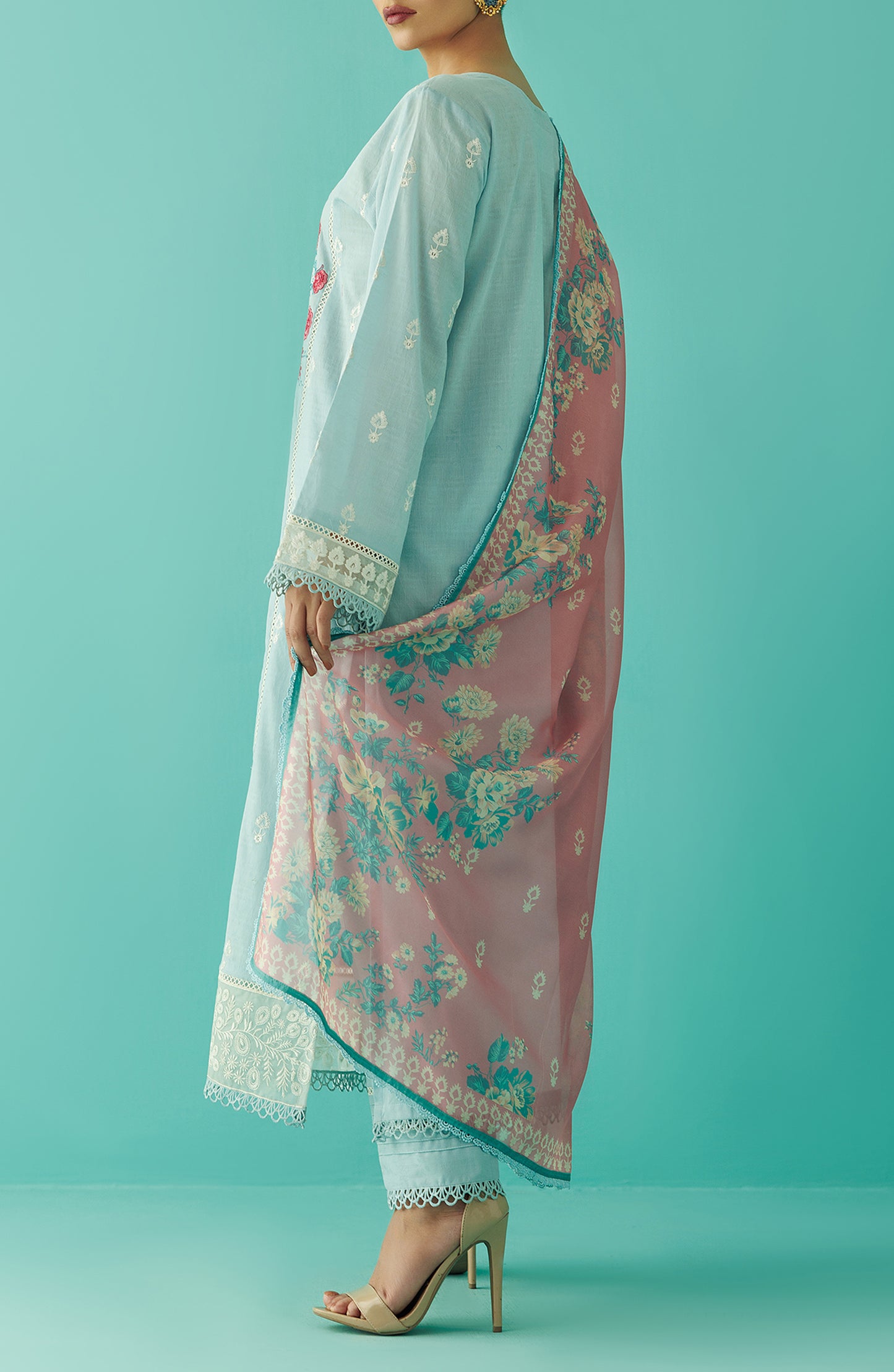 OTL-24-005/U SKY BLUE JACQUARD Women UNSTITCHED SHIRT DUPATTA PANTS