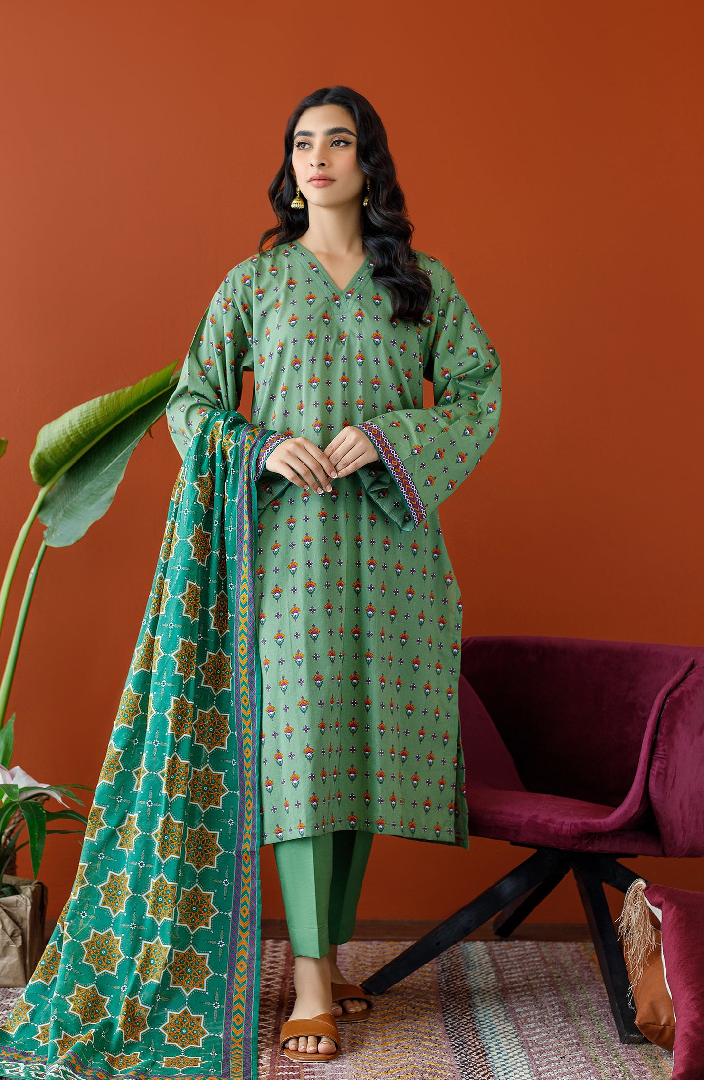 OTL-23-330/U L.GREEN LAWN Women UNSTITCHED SHIRT DUPATTA PANTS