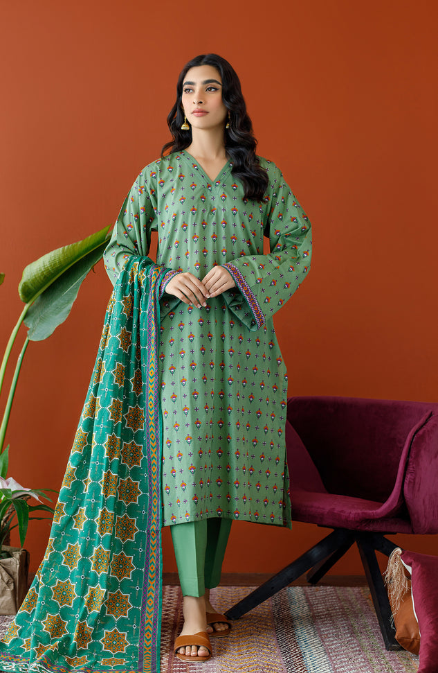 OTL-23-330/U L.GREEN CAMBRIC Women UNSTITCHED SHIRT DUPATTA PANTS