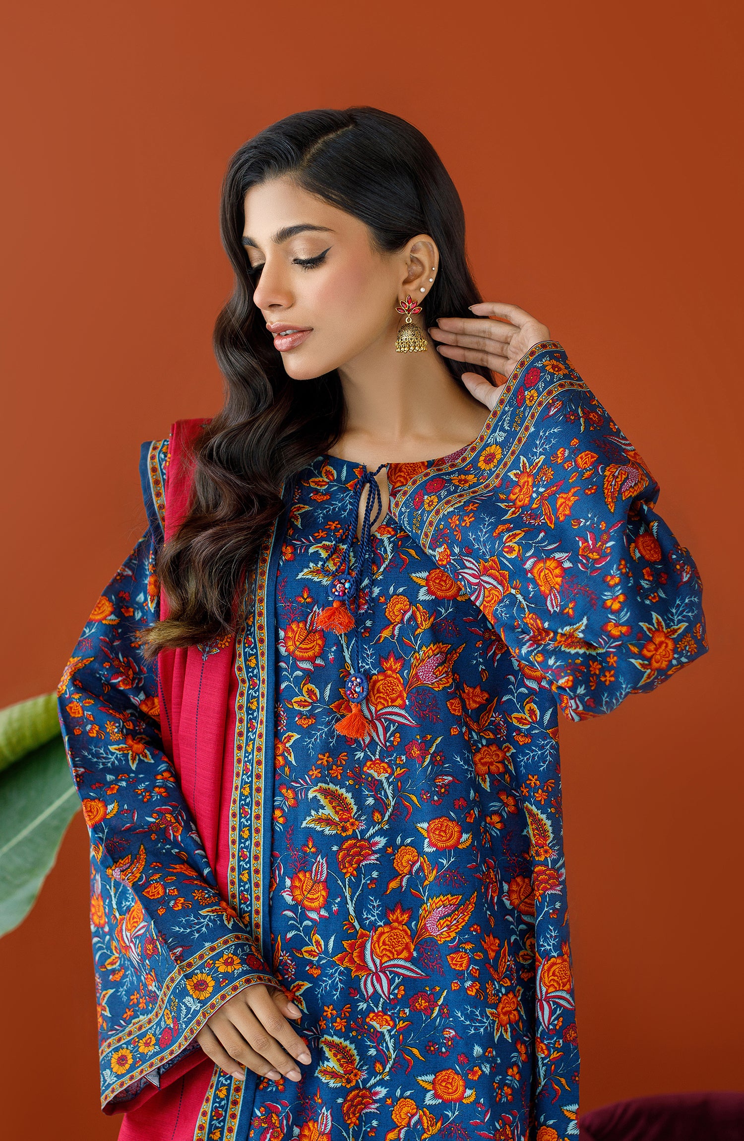 OTL-23-300/U BLUE KHADDAR Women UNSTITCHED SHIRT DUPATTA PANTS