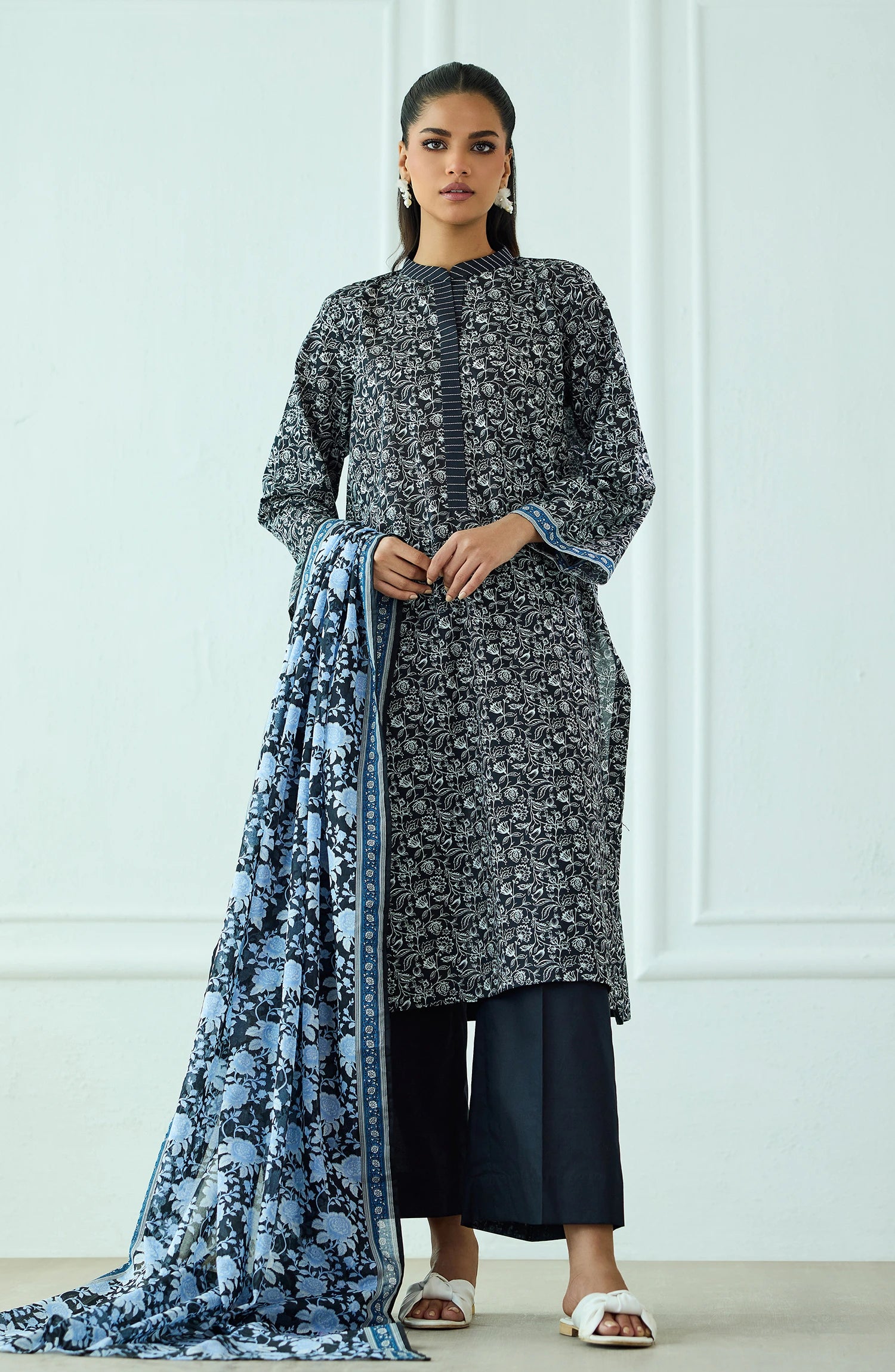 Stitched | 3 Piece | Printed | Lawn Shirt | OTL-20385/S BLACK
