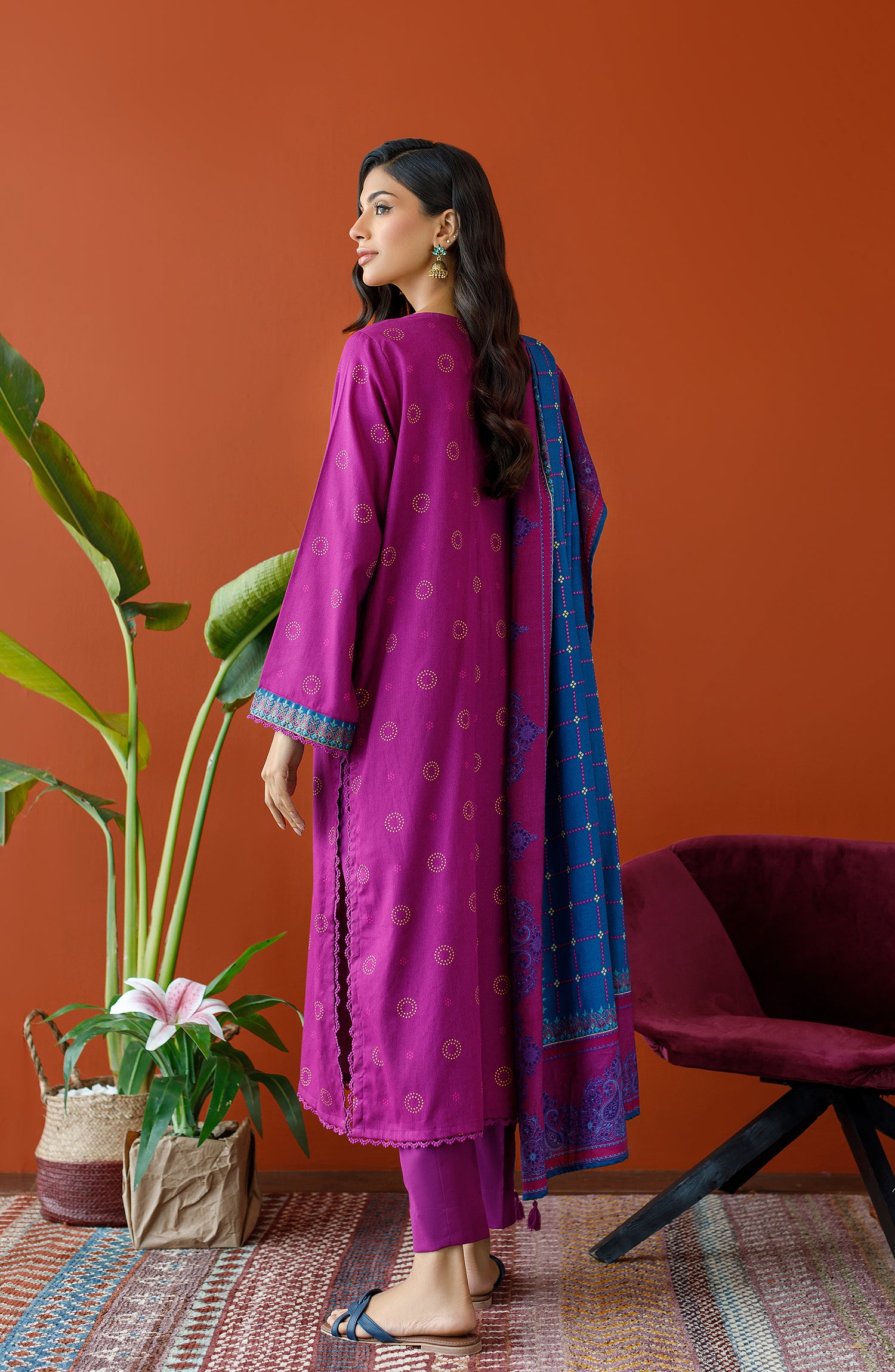 OTL-23-282/U MAGENTA COTTEL Women UNSTITCHED SHIRT DUPATTA PANTS