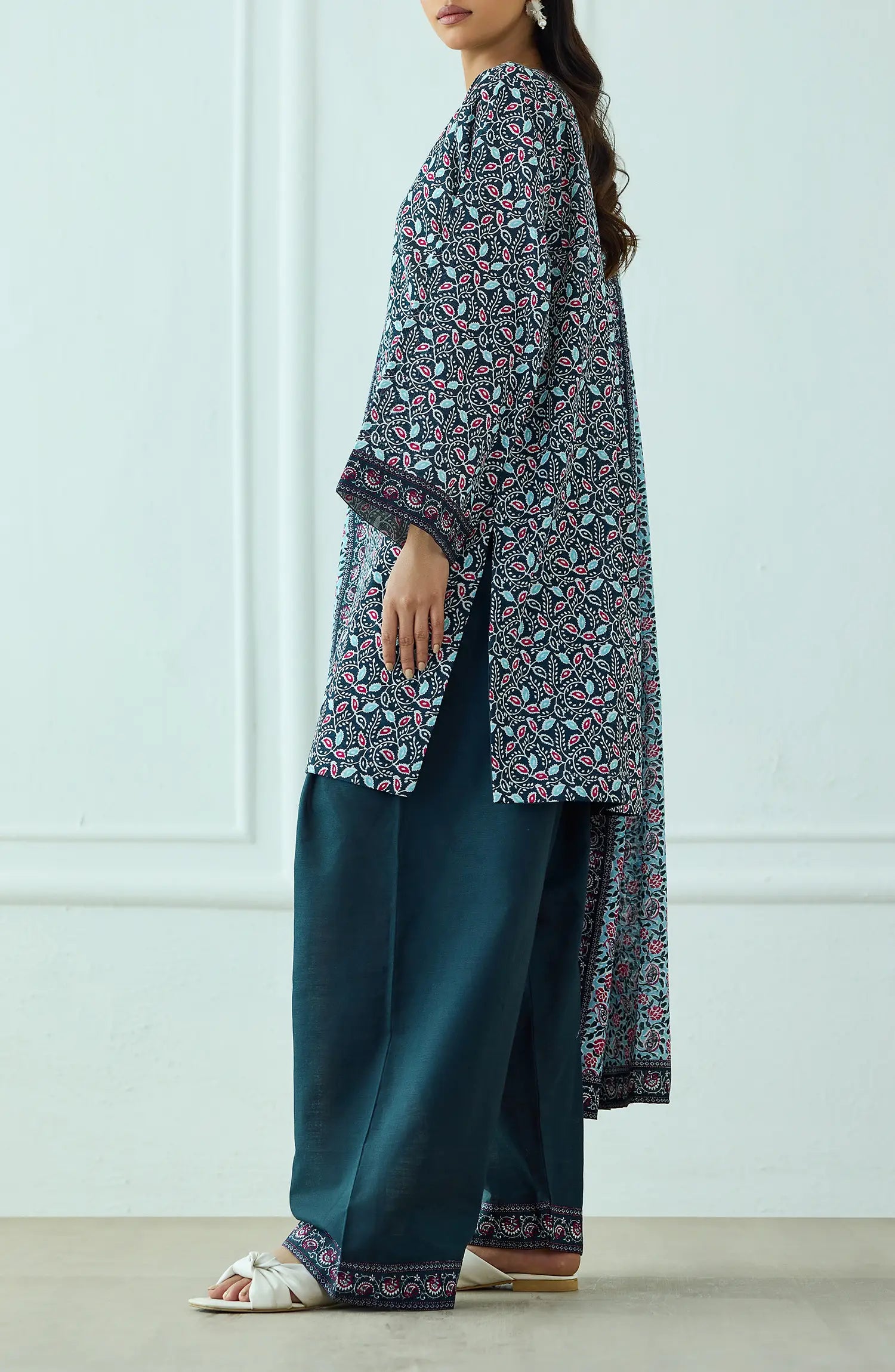 Unstitched | 3 Piece | Printed | Khaddar Shirt | OTL-25-443/U TEAL