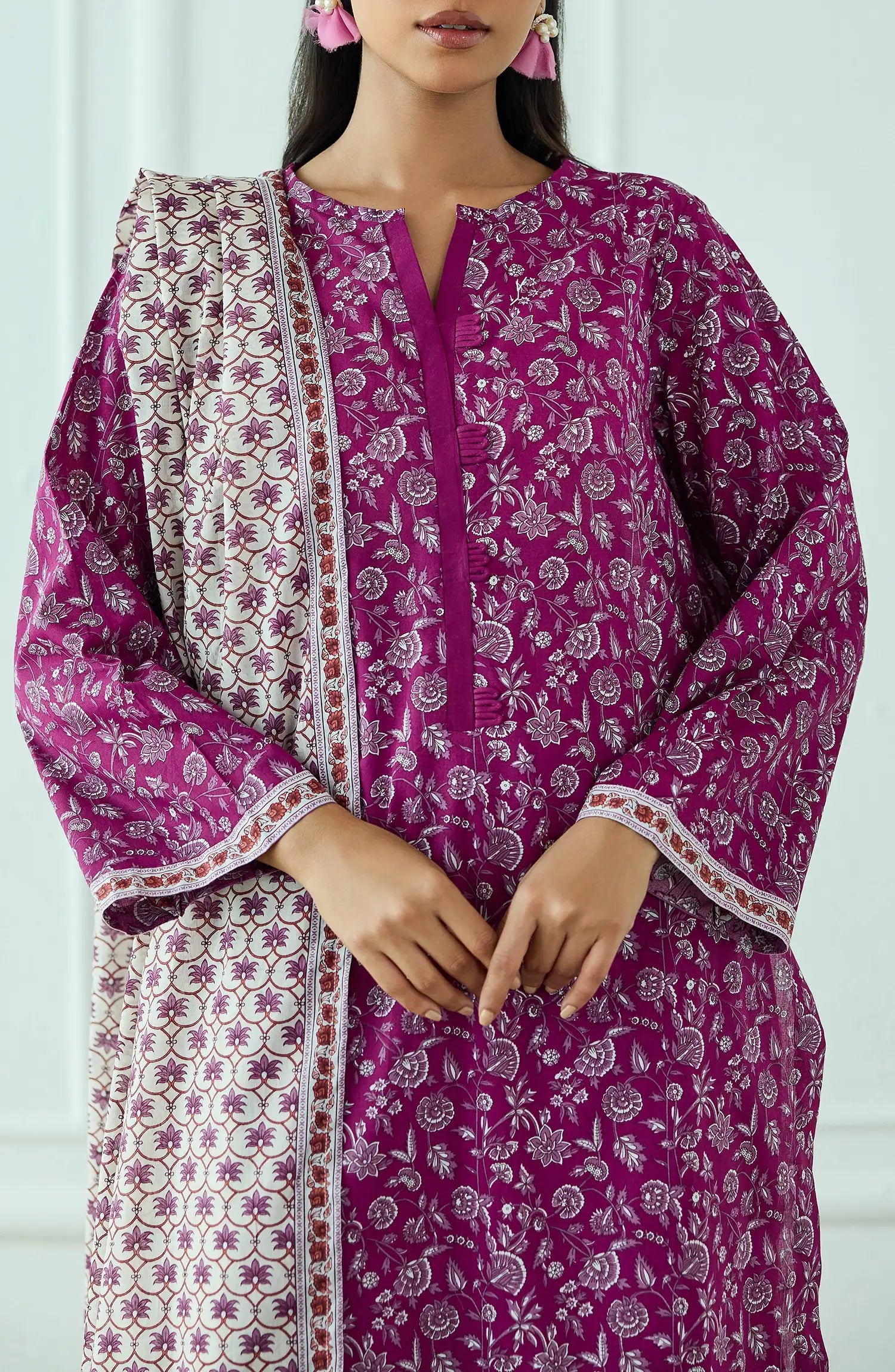 Unstitched | 3 Piece | Printed | Lawn Shirt | OTL-25-524/U MAGENTA