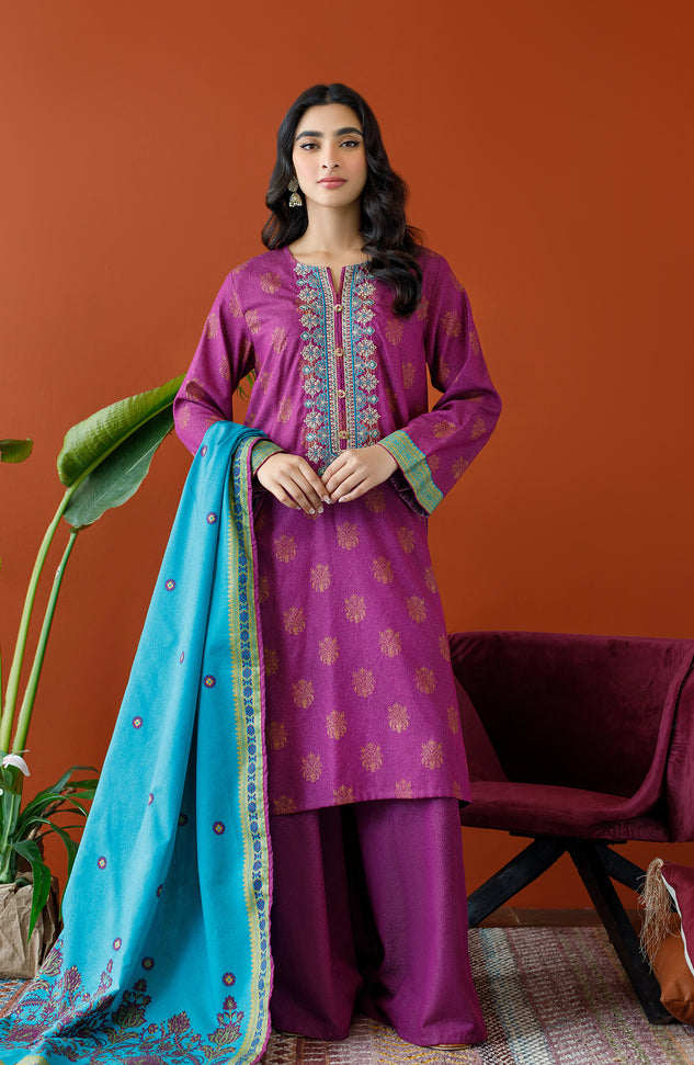 OTL-23-241/U MAGENTA KARANDI Women UNSTITCHED SHIRT DUPATTA PANTS