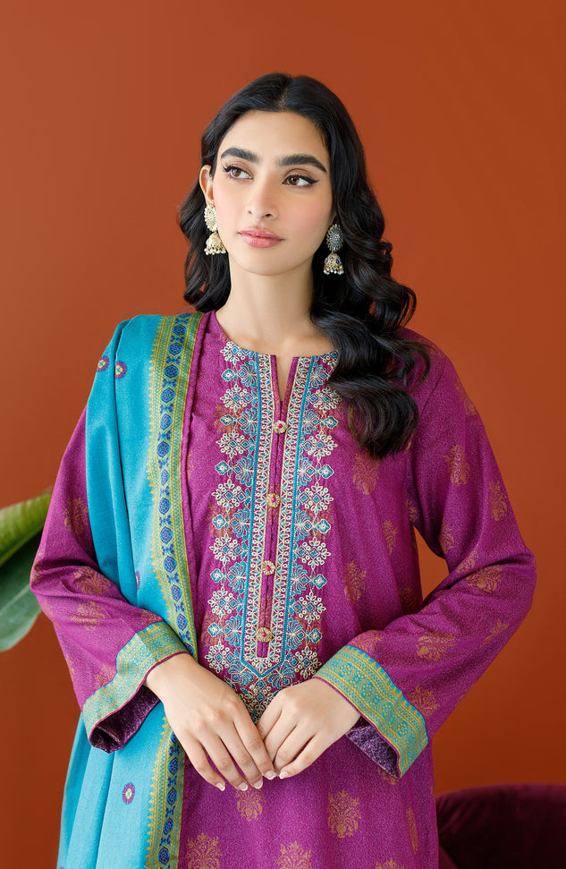 OTL-23-241/U MAGENTA KARANDI Women UNSTITCHED SHIRT DUPATTA PANTS