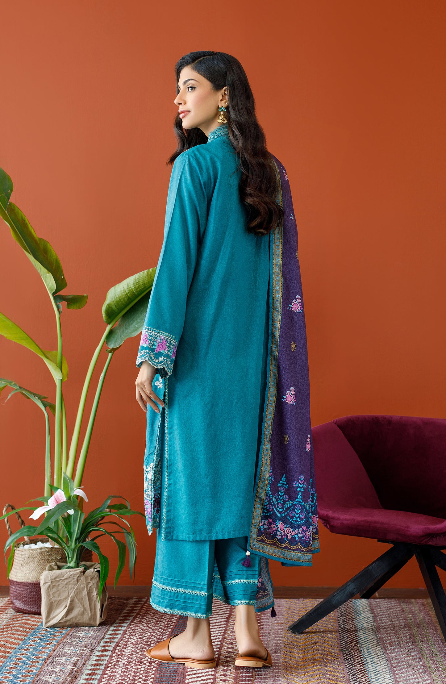 OTL-23-284/U TEAL KARANDI Women UNSTITCHED SHIRT DUPATTA PANTS