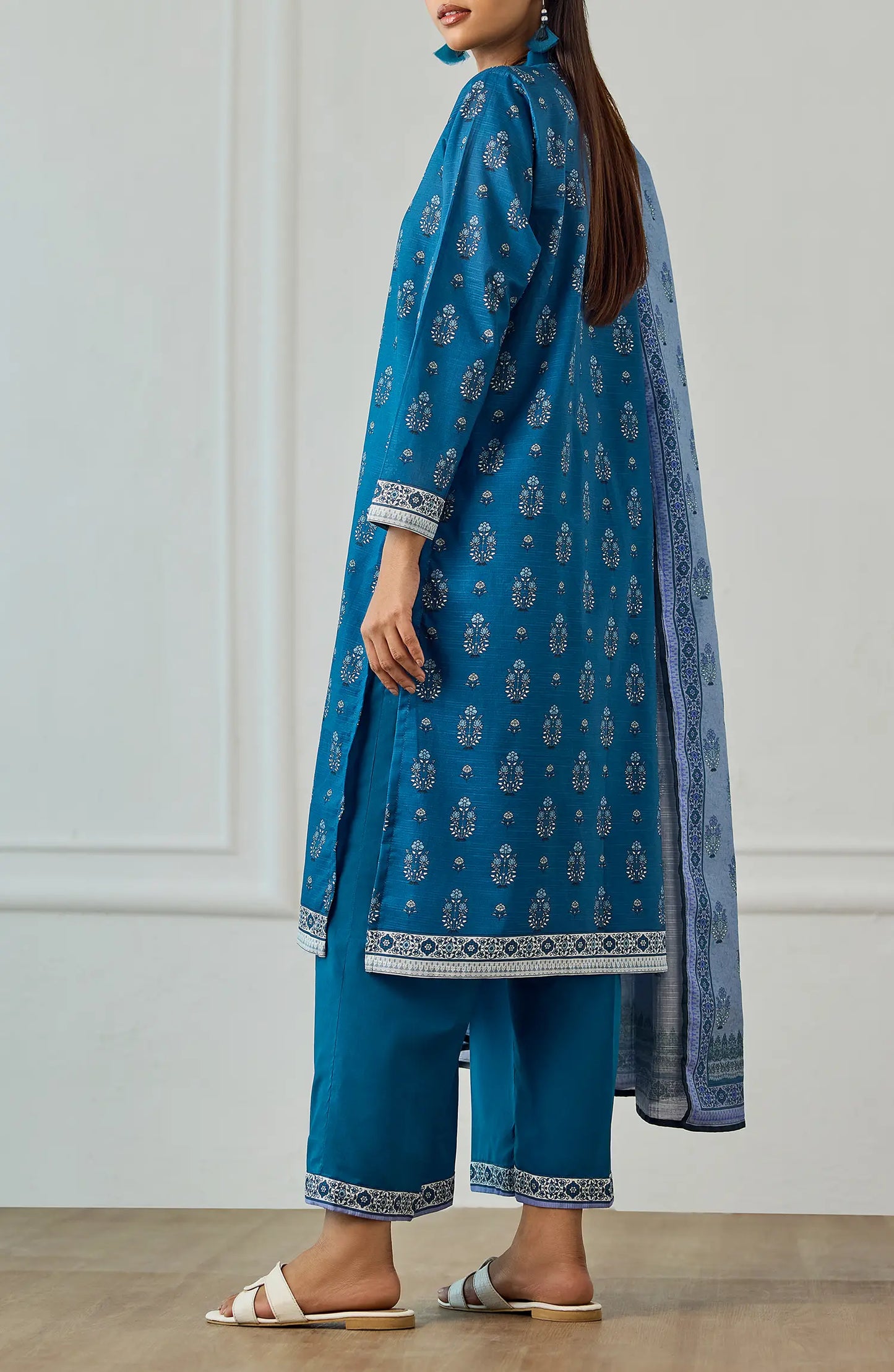 Unstitched | 3 Piece | Printed | Texture Lawn Shirt | OTL-25-470/U TEAL