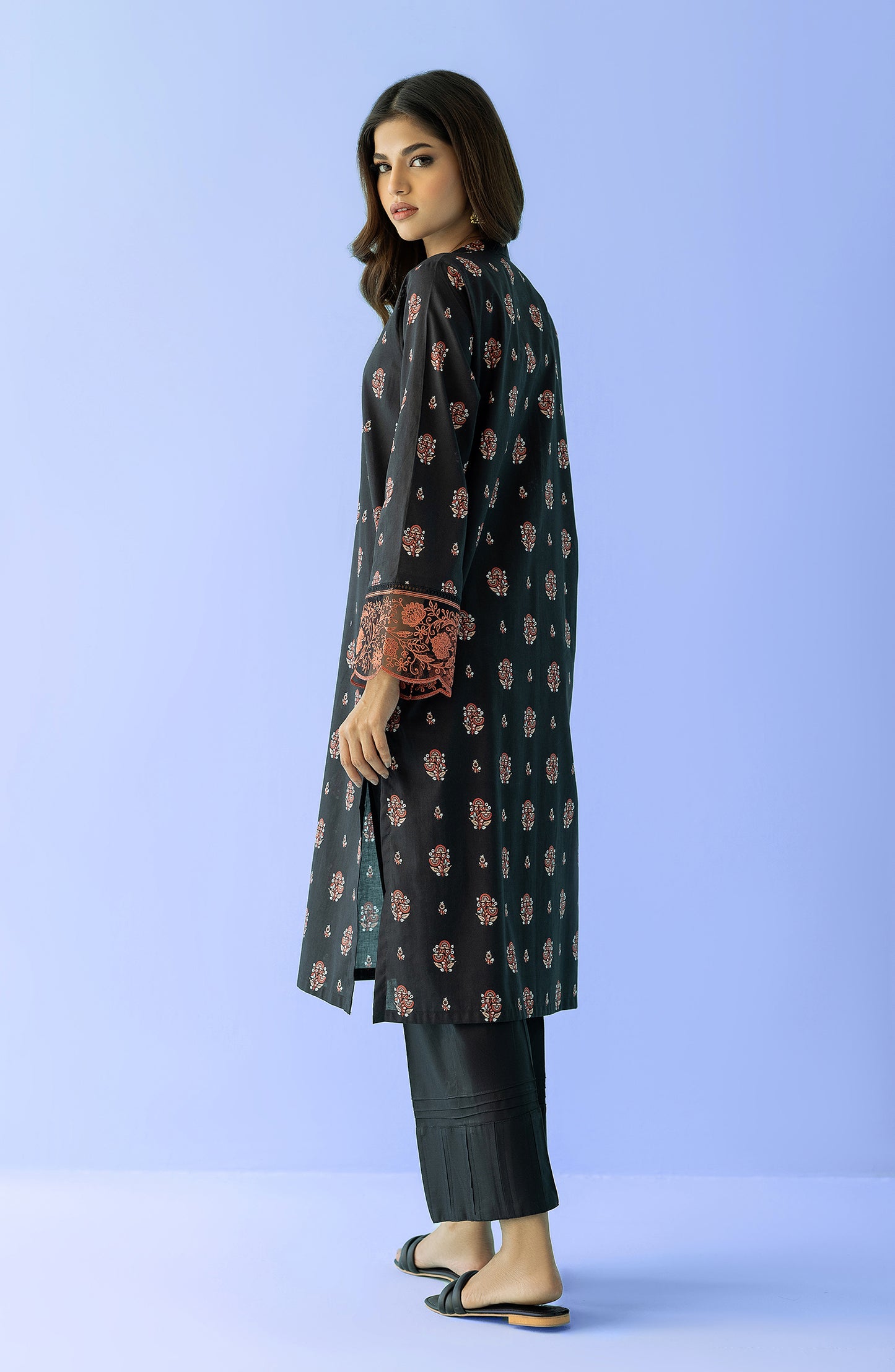Stitched 1 Piece Printed Embroidered Lawn Shirt (HCS-24-011/S BLACK)