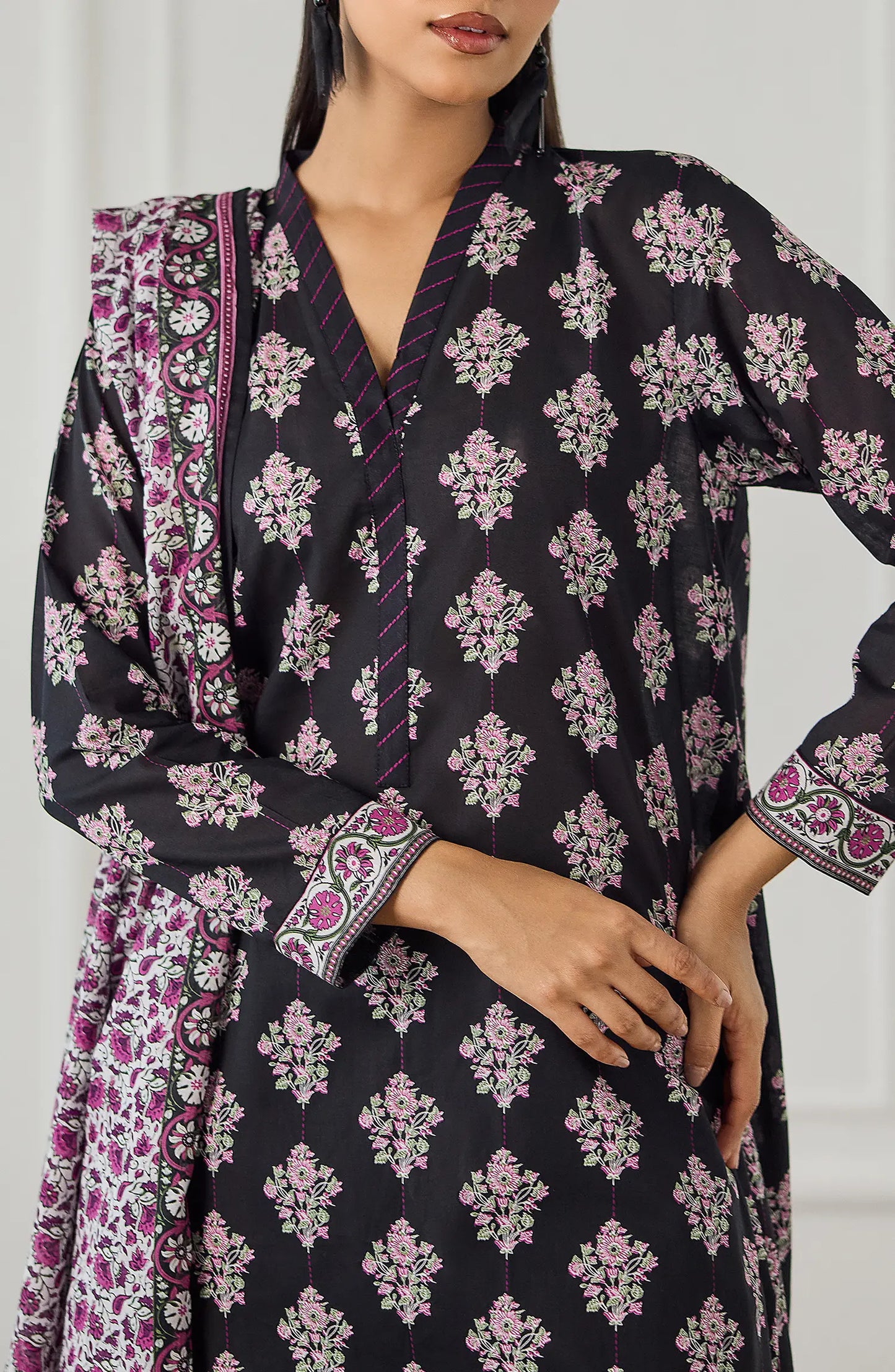 Unstitched | 3 Piece | Printed | Lawn Shirt | OTL-25-480/U BLACK