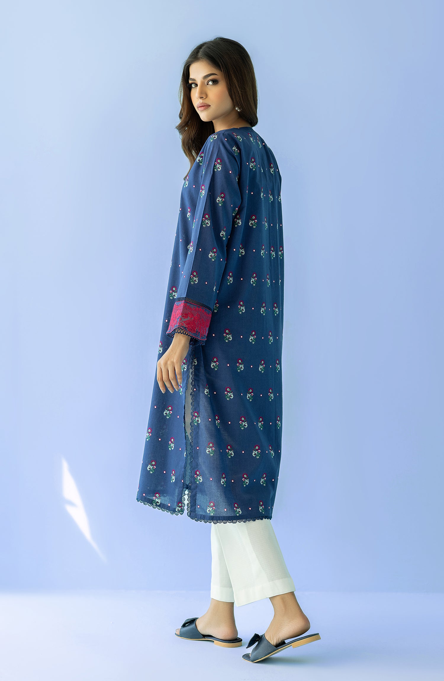 Stitched 1 Piece Printed Embroidered Lawn Shirt (HCS-24-010/S BLUE)