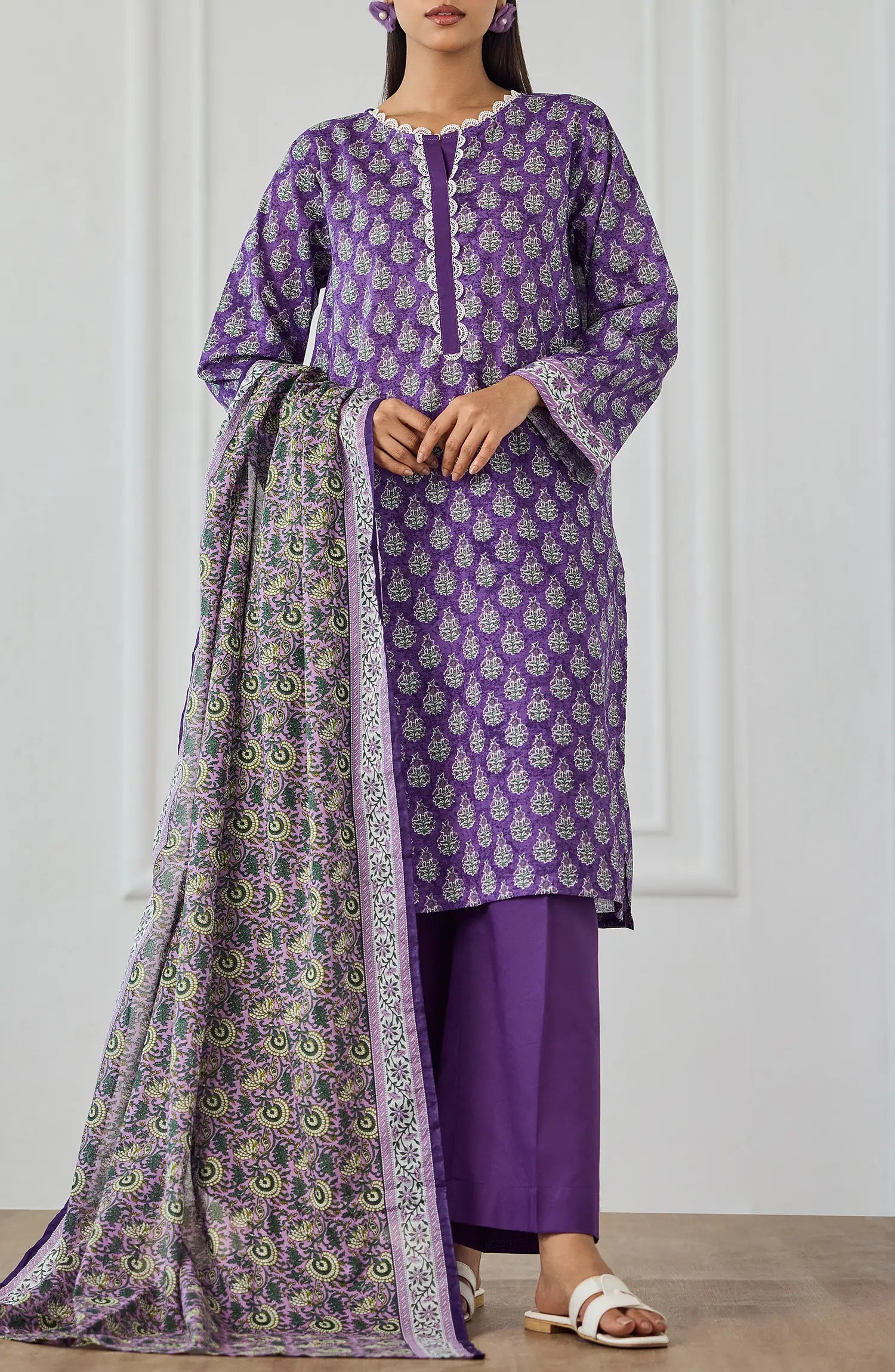 Unstitched | 3 Piece | Printed | Lawn Shirt | OTL-25-515/U PURPLE
