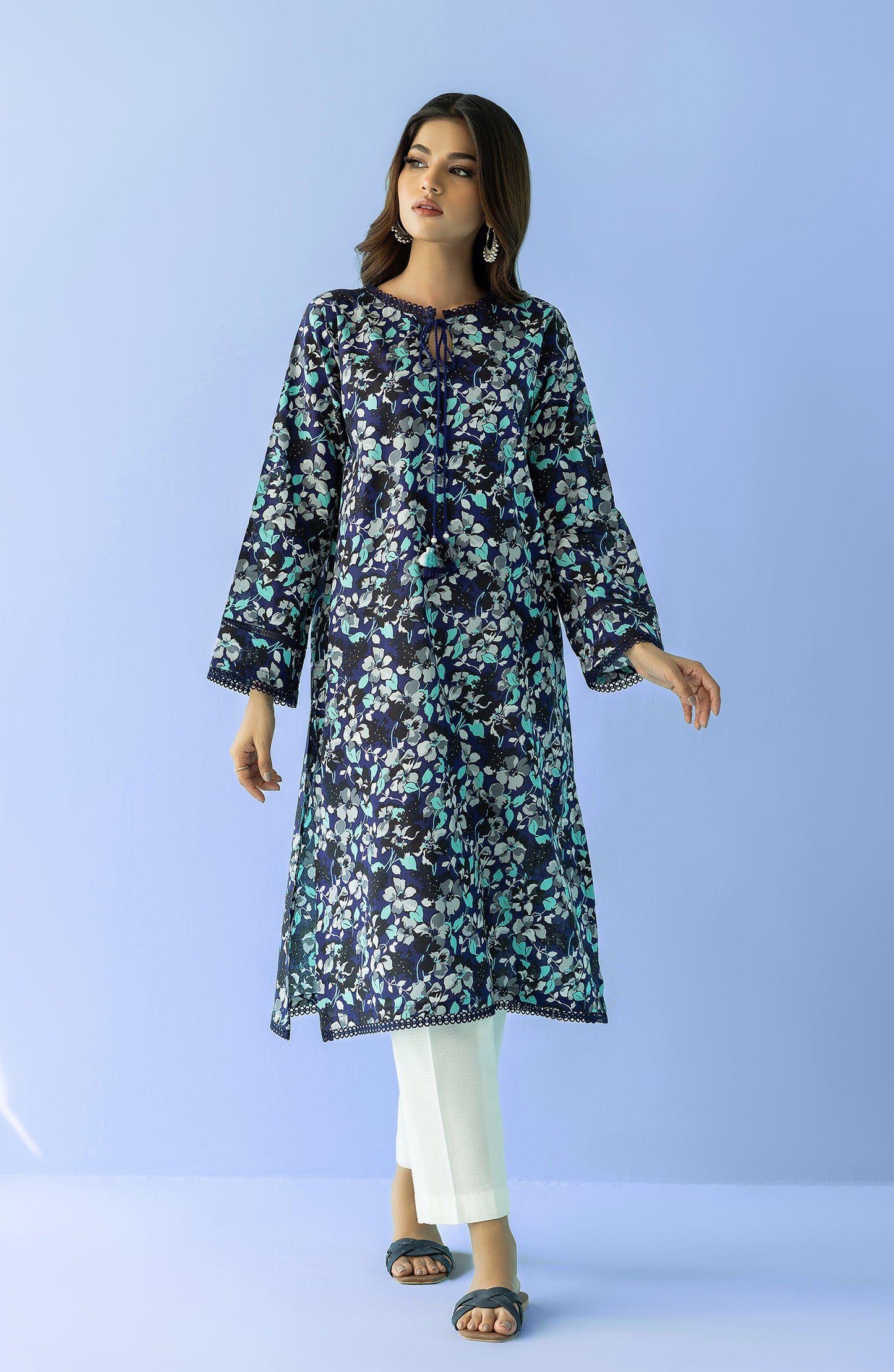 Unstitched 1 Piece Printed Lawn Shirt (HCS-24-001/U BLUE)