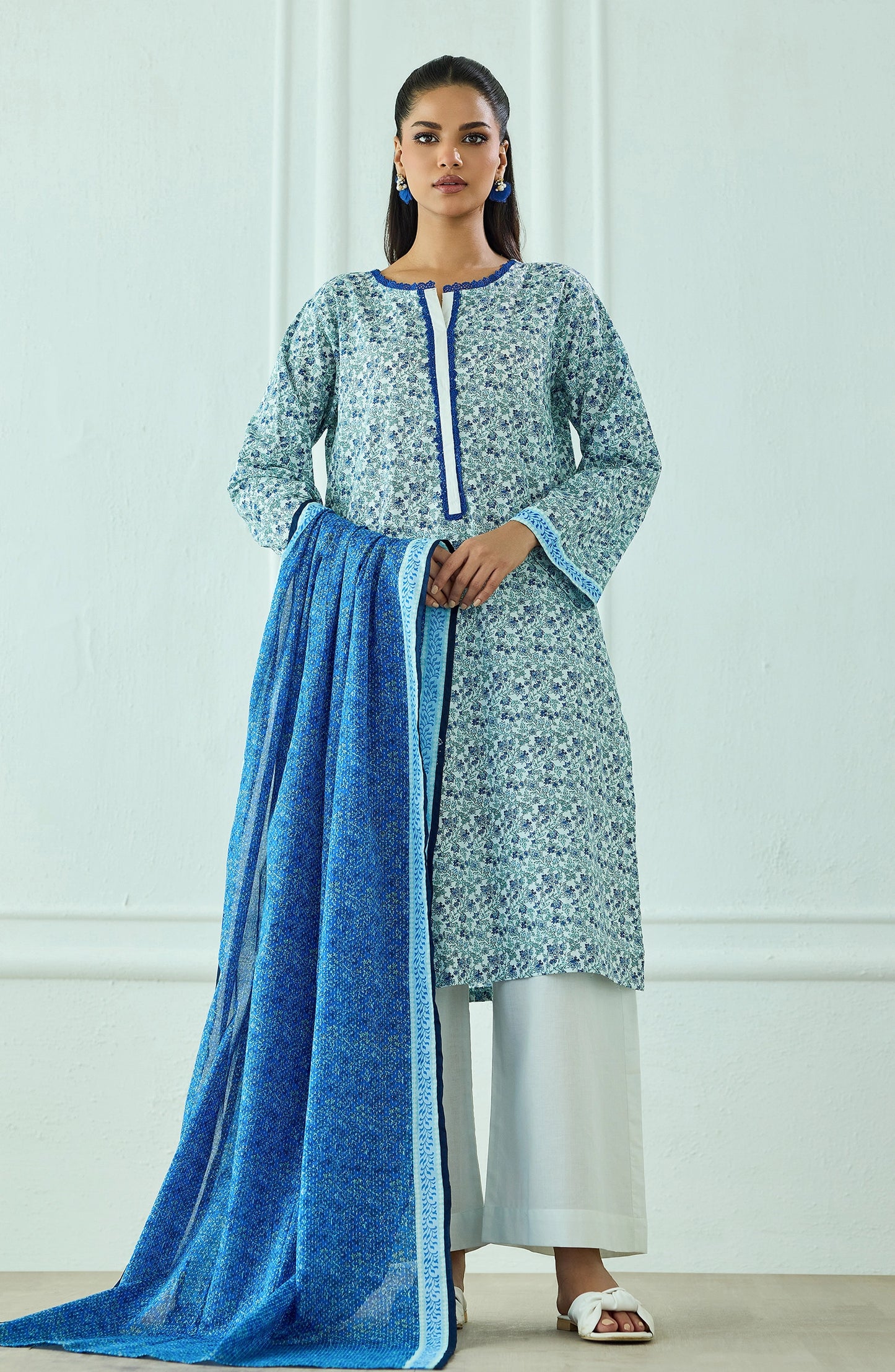 Unstitched | 3 Piece | Printed | Lawn Shirt | OTL-25-562/U SKY BLUE