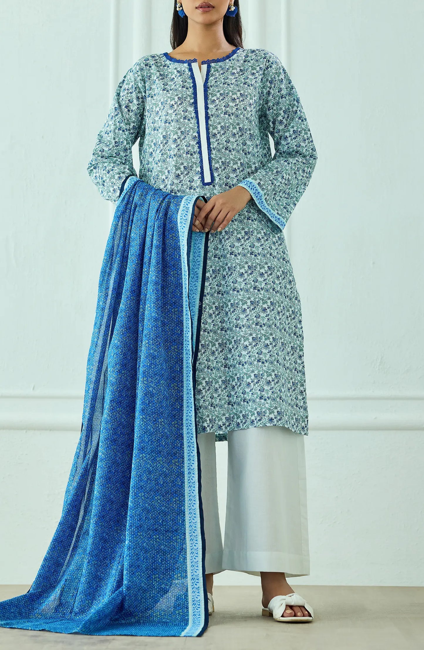 Unstitched | 3 Piece | Printed | Lawn Shirt | OTL-25-562/U SKY BLUE