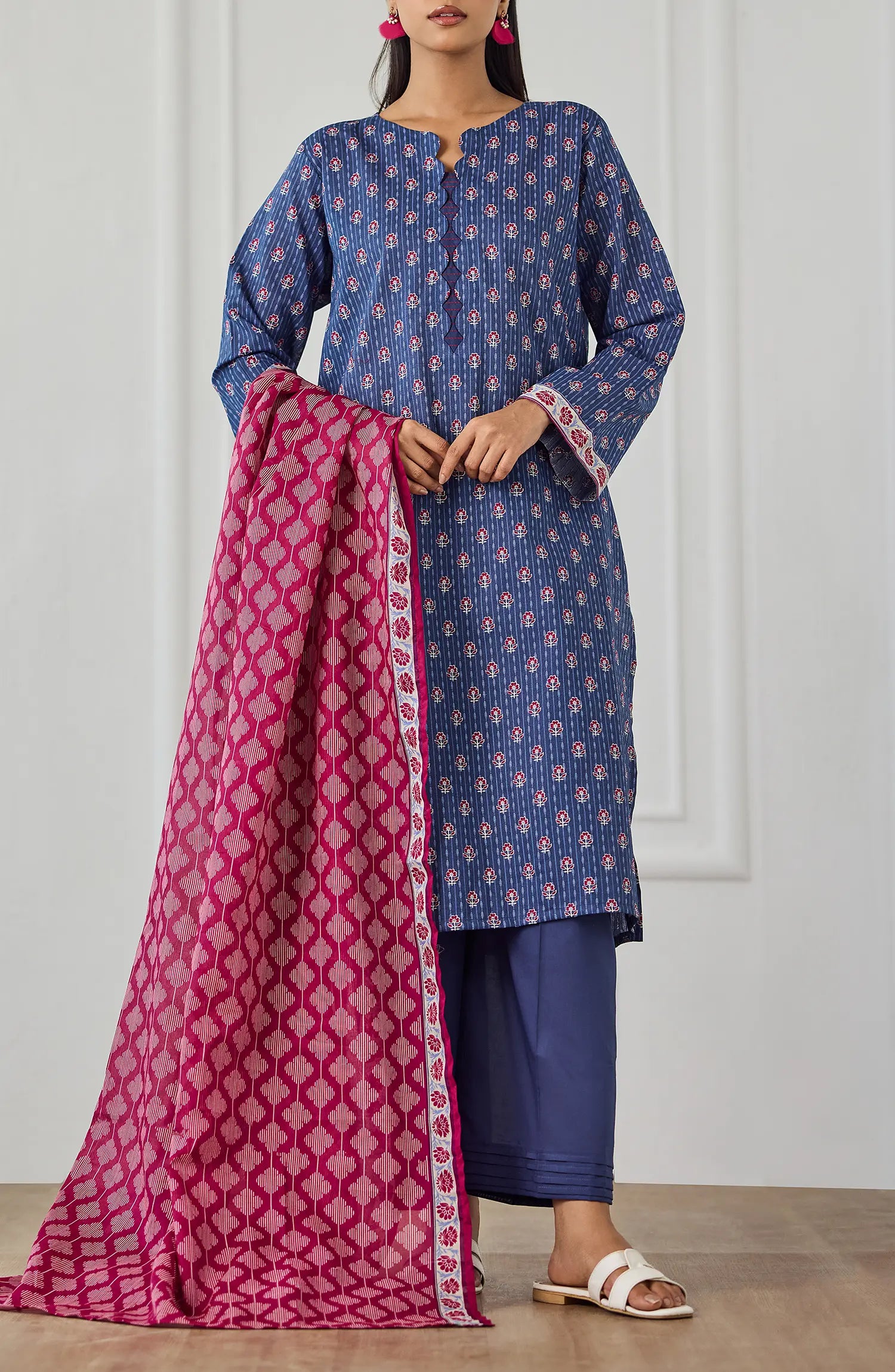 Unstitched | 3 Piece | Printed | Lawn Shirt | OTL-25-546/U BLUE