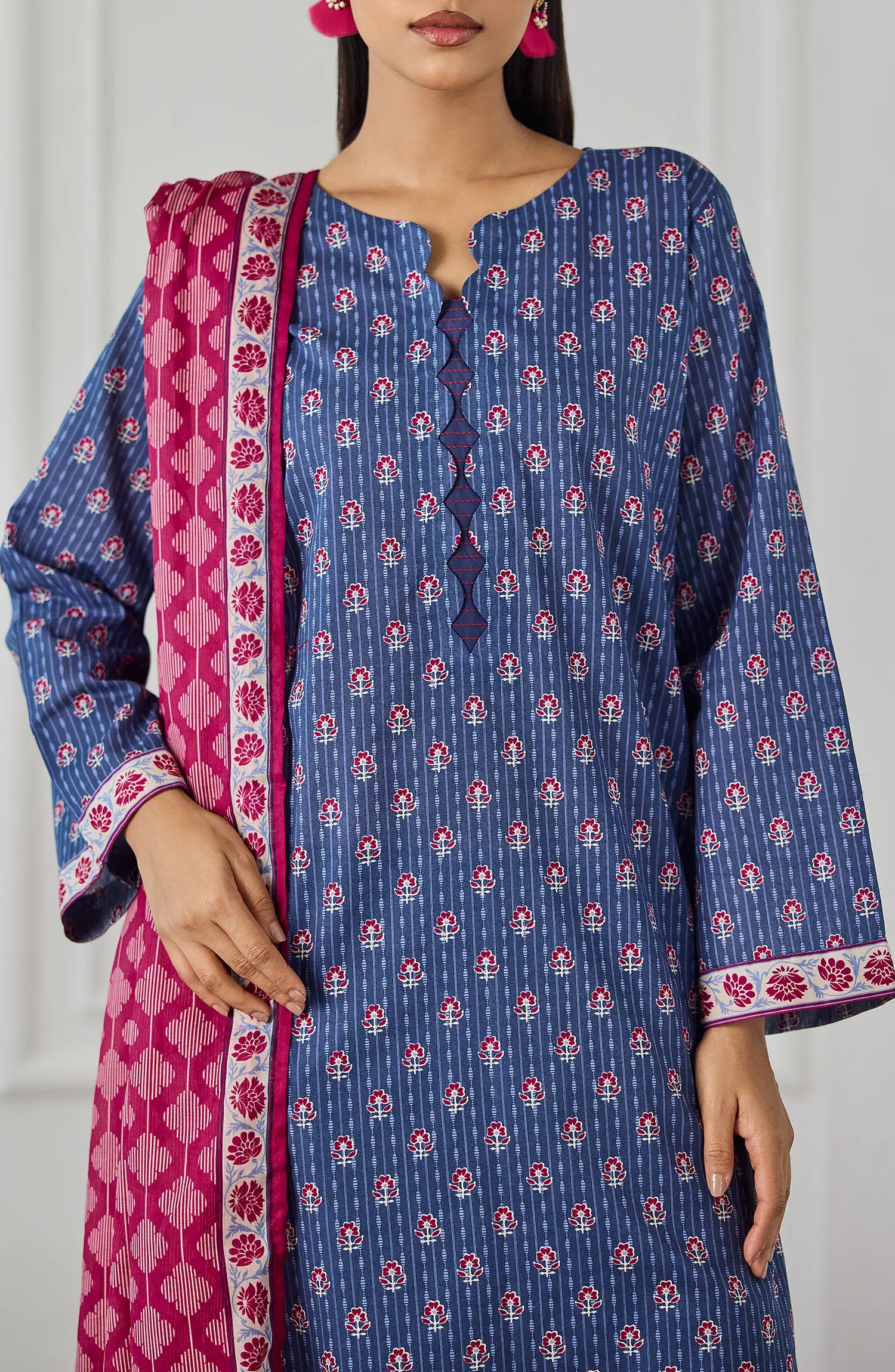 Unstitched | 3 Piece | Printed | Lawn Shirt | OTL-25-546/U BLUE