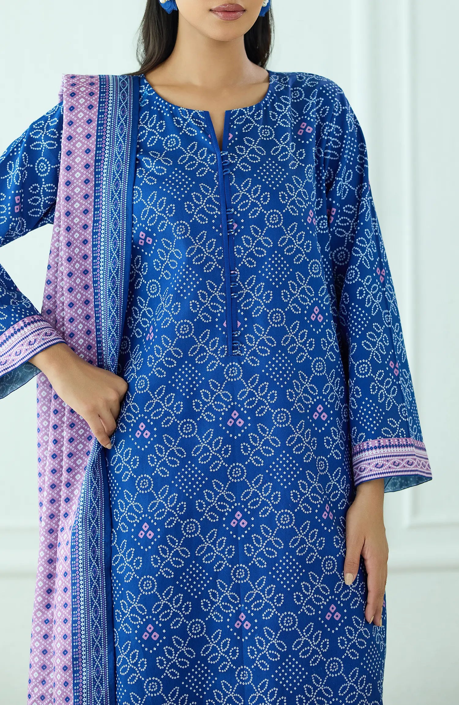 Unstitched | 3 Piece | Printed | Cottel Shirt | OTL-20565/U BLUE