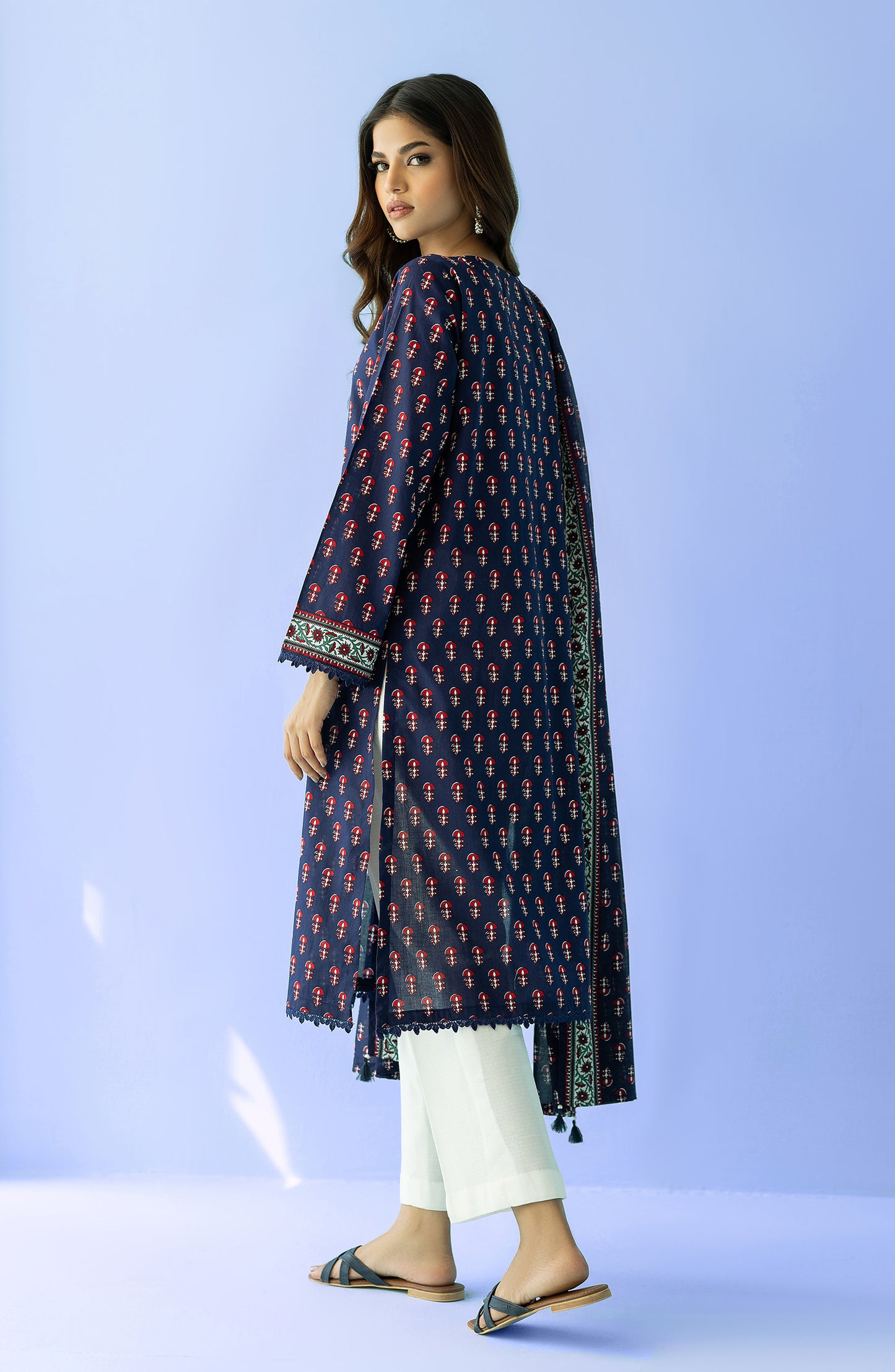 NRDS-24-030/U BLUE LAWN  UNSTITCHED SHIRT DUPATTA