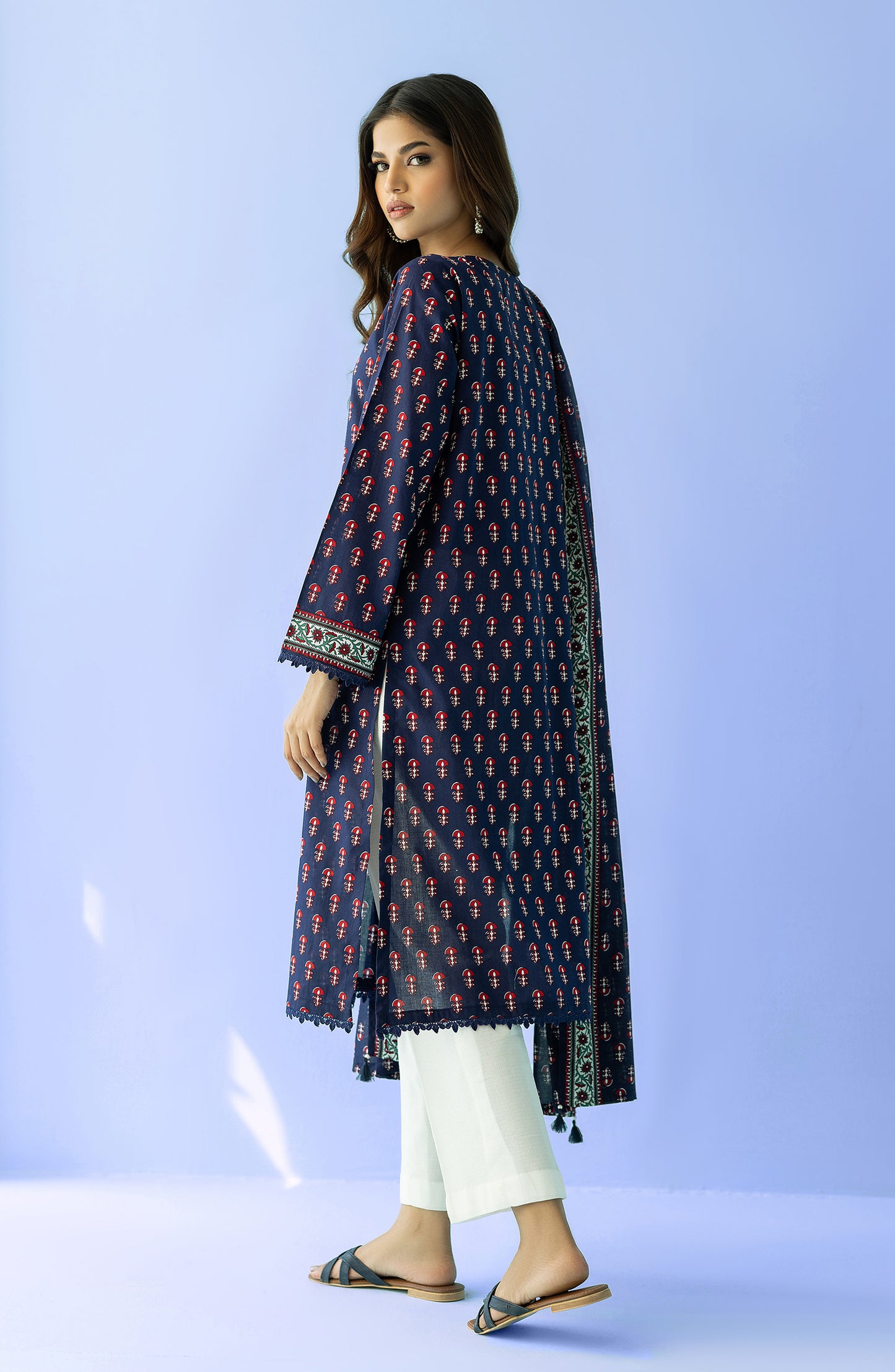 Stitched 2 Piece Printed Embroidered Lawn Shirt and Lawn Dupatta (NRDS-24-030/S BLUE)