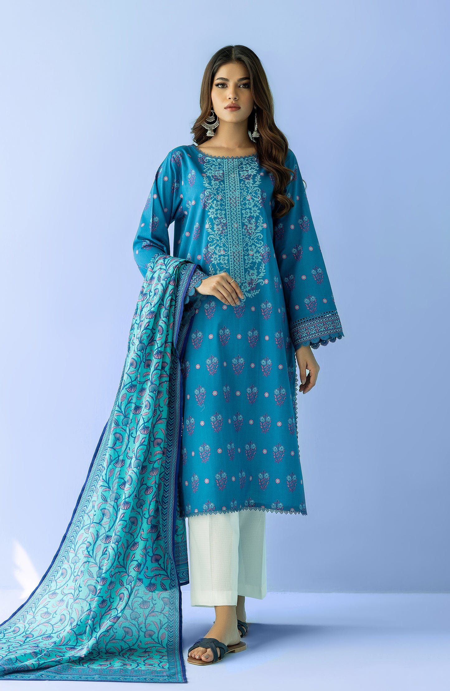 NRDS-24-024/S SEA GREEN LAWN  READY TO WEAR SHIRT DUPATTA