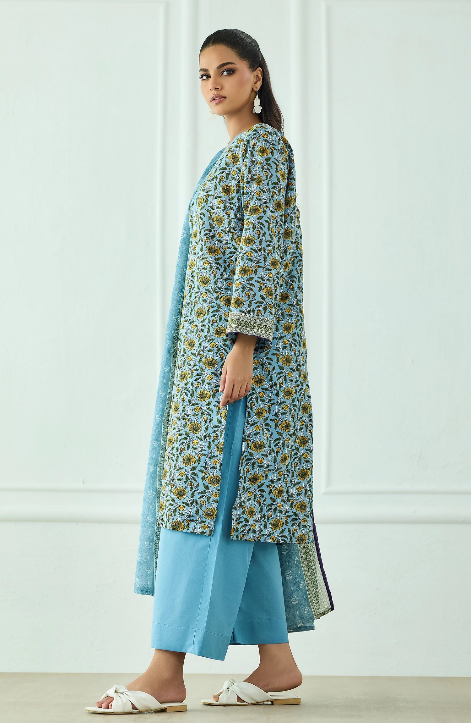 Unstitched | 3 Piece | Printed | Lawn Shirt | OTL-25-529/U SKY BLUE