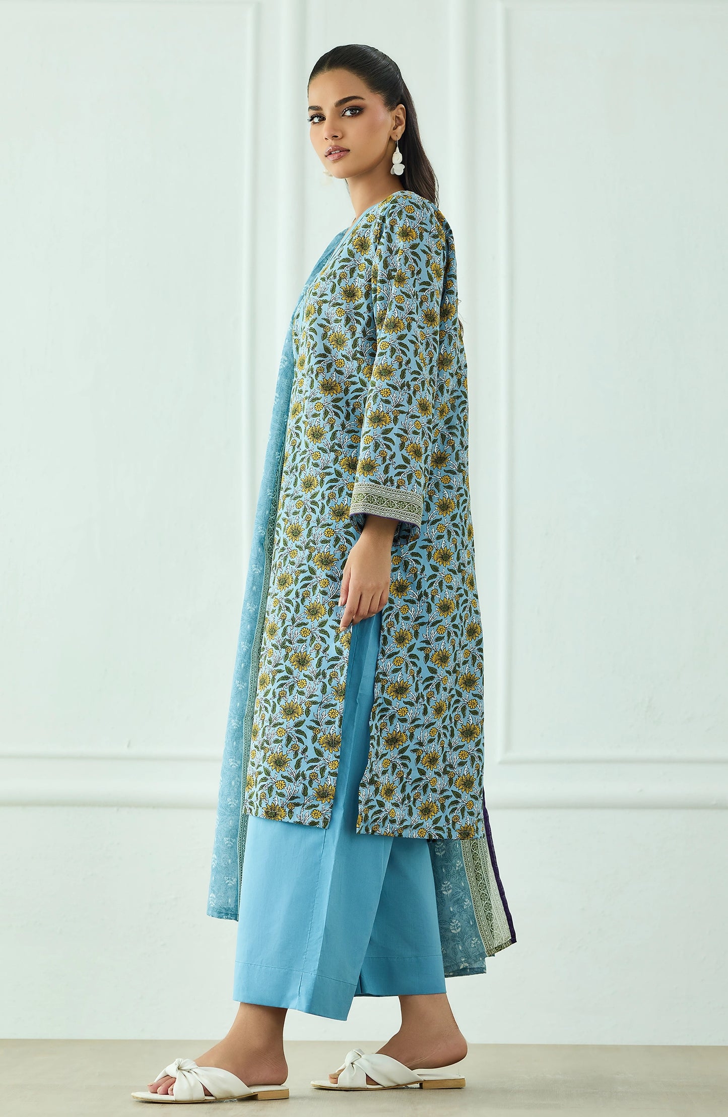 Unstitched | 3 Piece | Printed | Lawn Shirt | OTL-25-529/U SKY BLUE