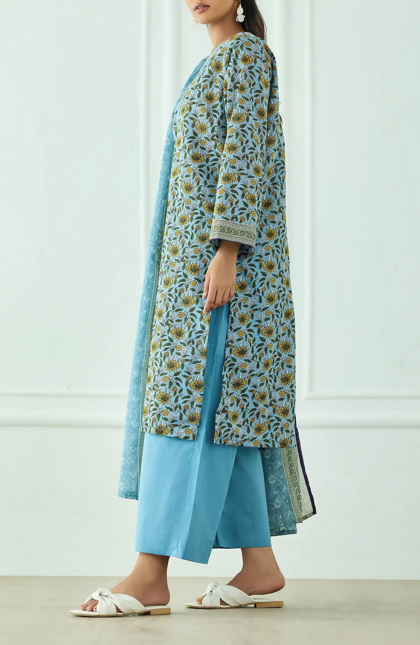 Unstitched | 3 Piece | Printed | Lawn Shirt | OTL-25-529/U SKY BLUE