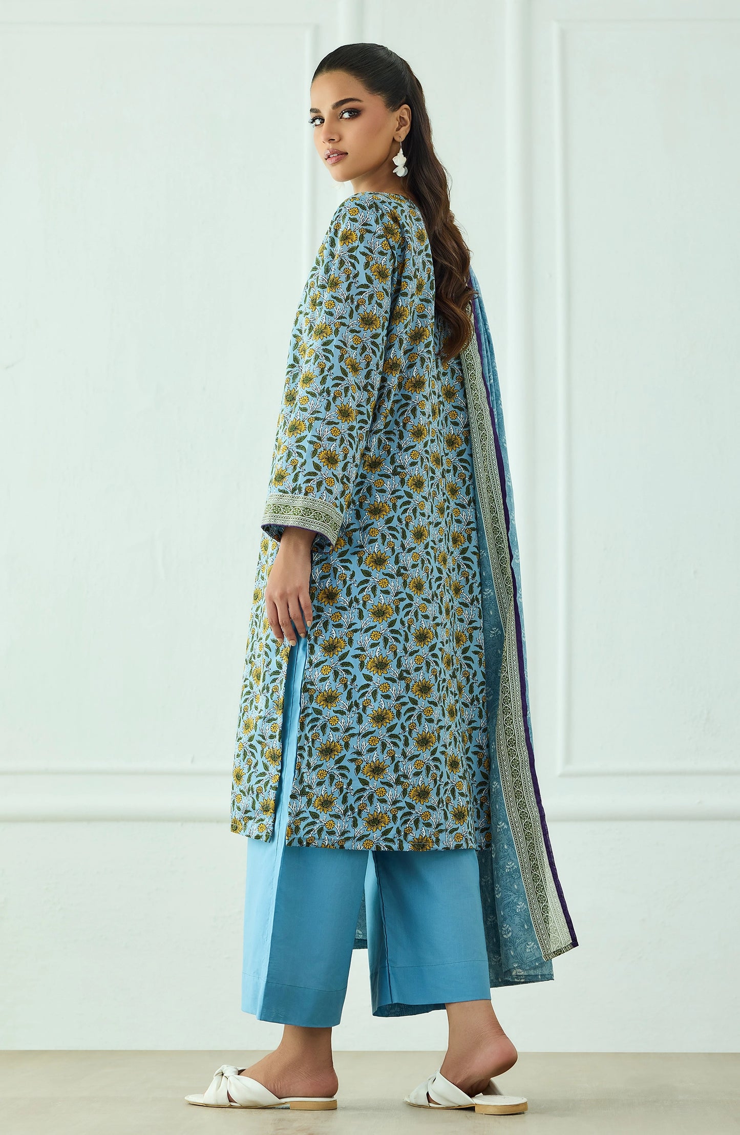 Unstitched | 3 Piece | Printed | Lawn Shirt | OTL-25-529/U SKY BLUE