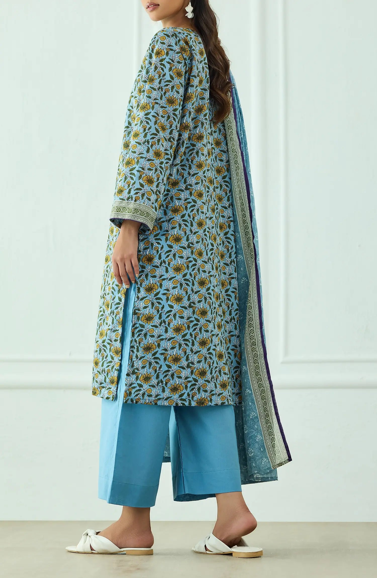 Unstitched | 3 Piece | Printed | Lawn Shirt | OTL-25-529/U SKY BLUE