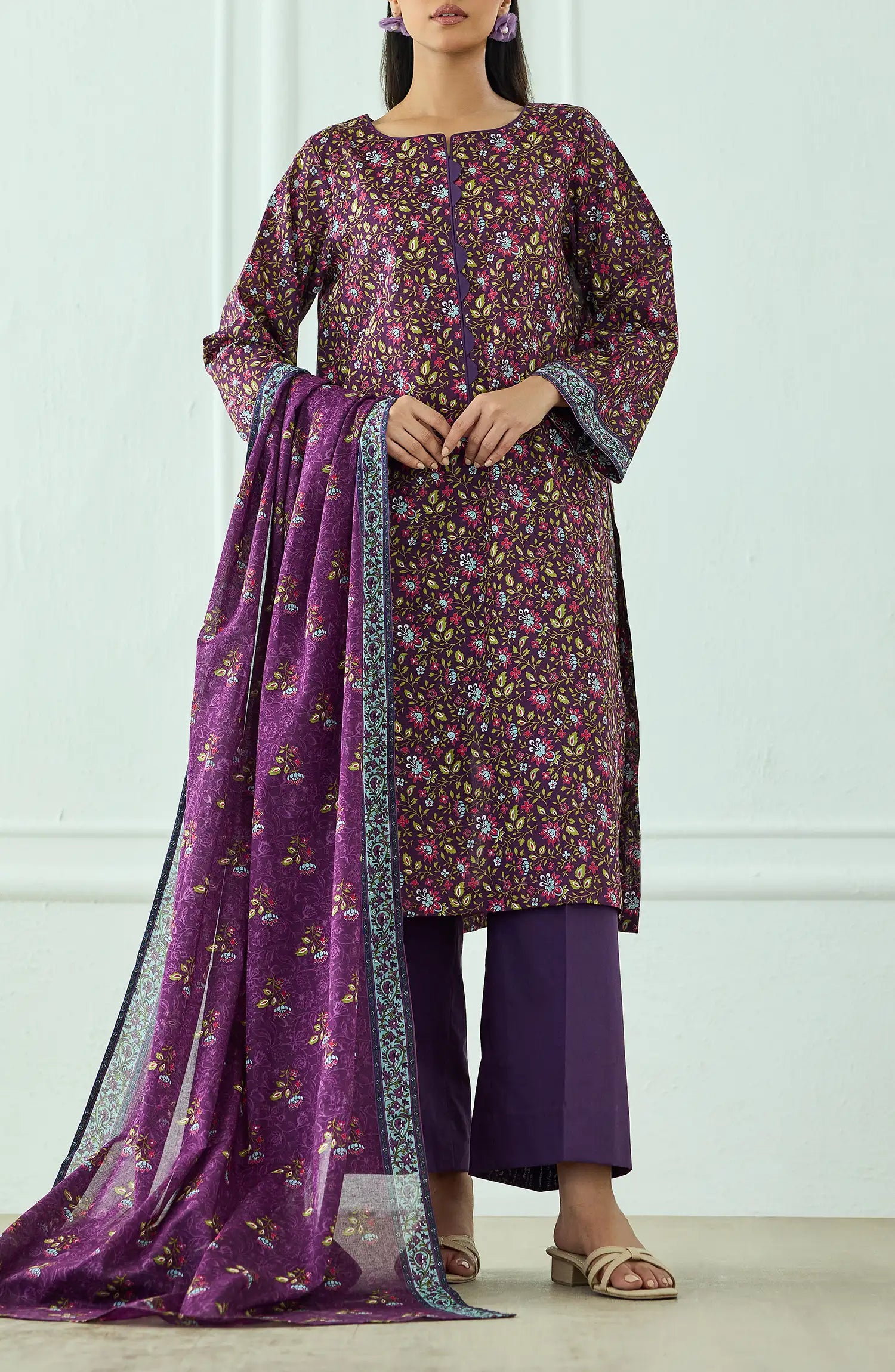 Unstitched | 3 Piece | Printed | Lawn Shirt | OTL-20555/U PURPLE