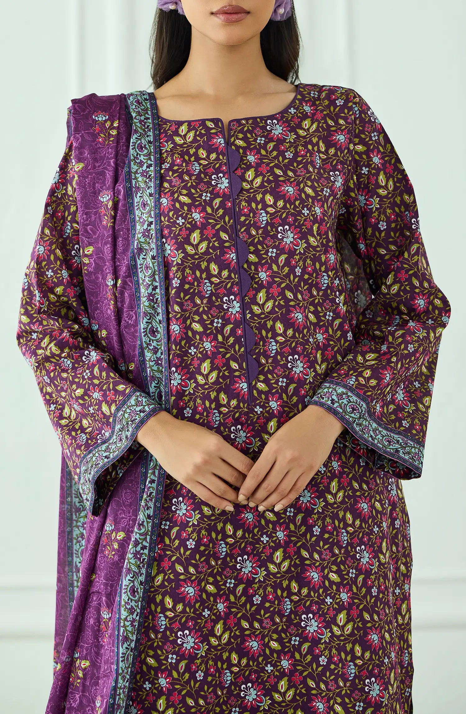Unstitched | 3 Piece | Printed | Lawn Shirt | OTL-20555/U PURPLE